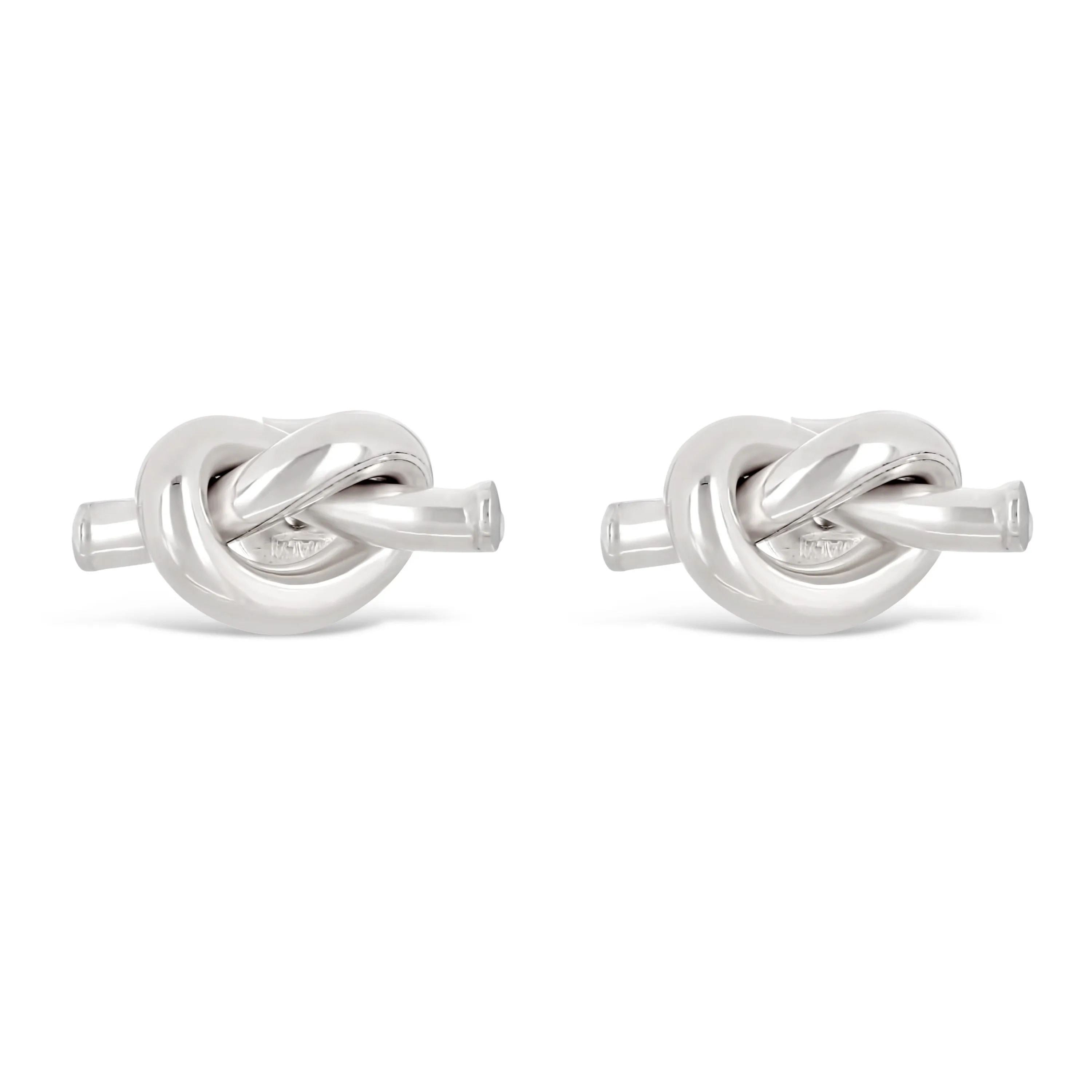 Italian 14k Yellow White or Rose Gold Pretzel Love Knot Tubular Stud Earrings