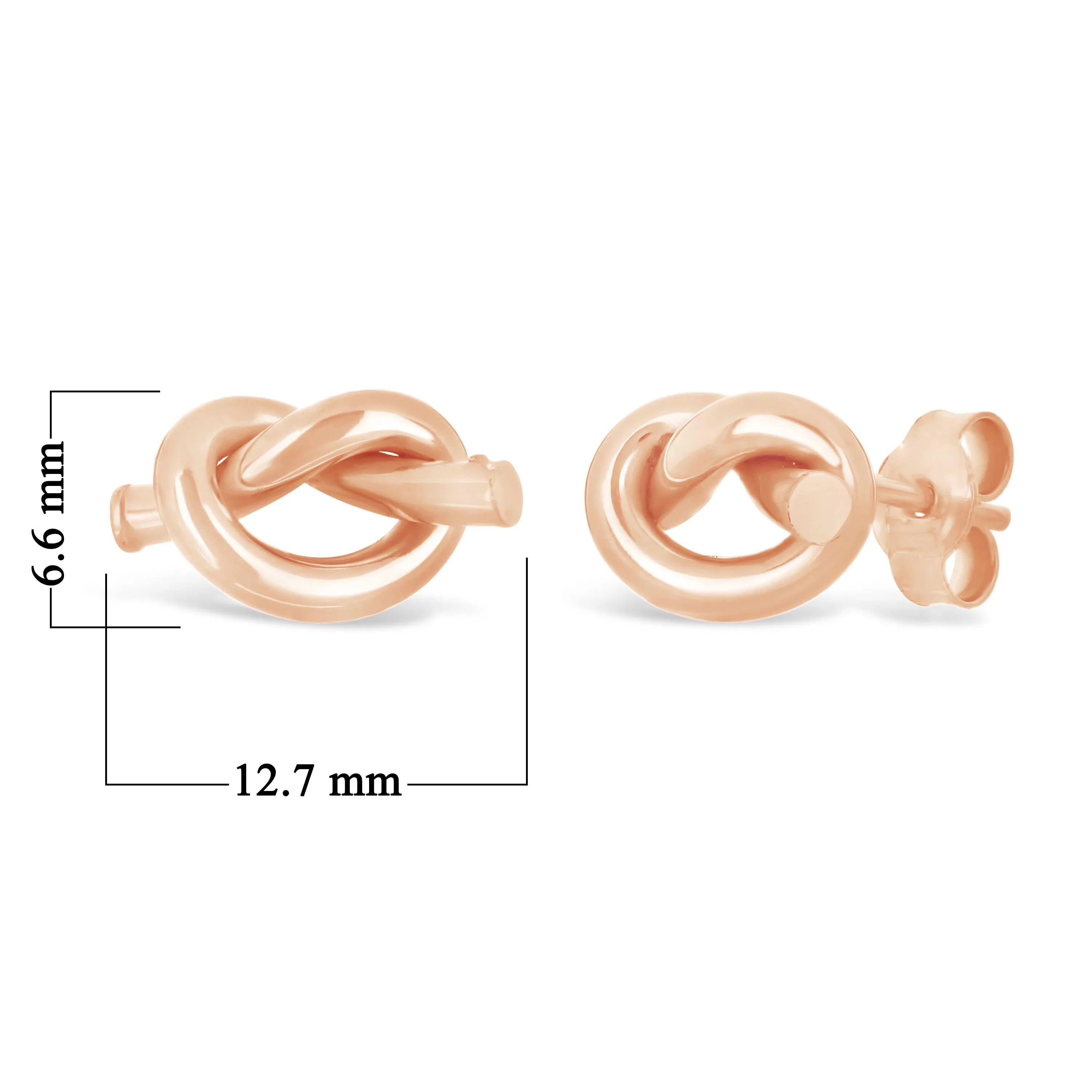 Italian 14k Yellow White or Rose Gold Pretzel Love Knot Tubular Stud Earrings