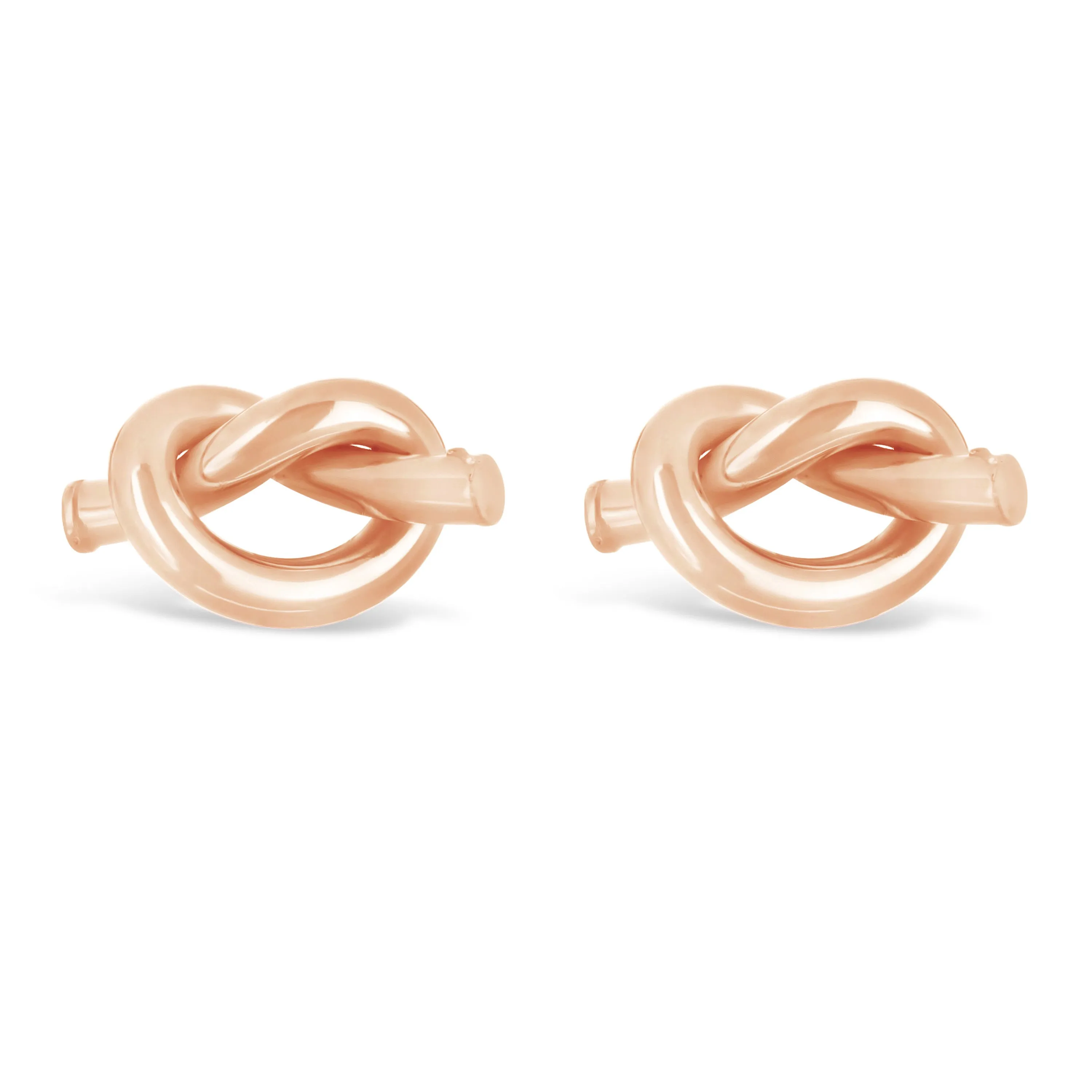 Italian 14k Yellow White or Rose Gold Pretzel Love Knot Tubular Stud Earrings