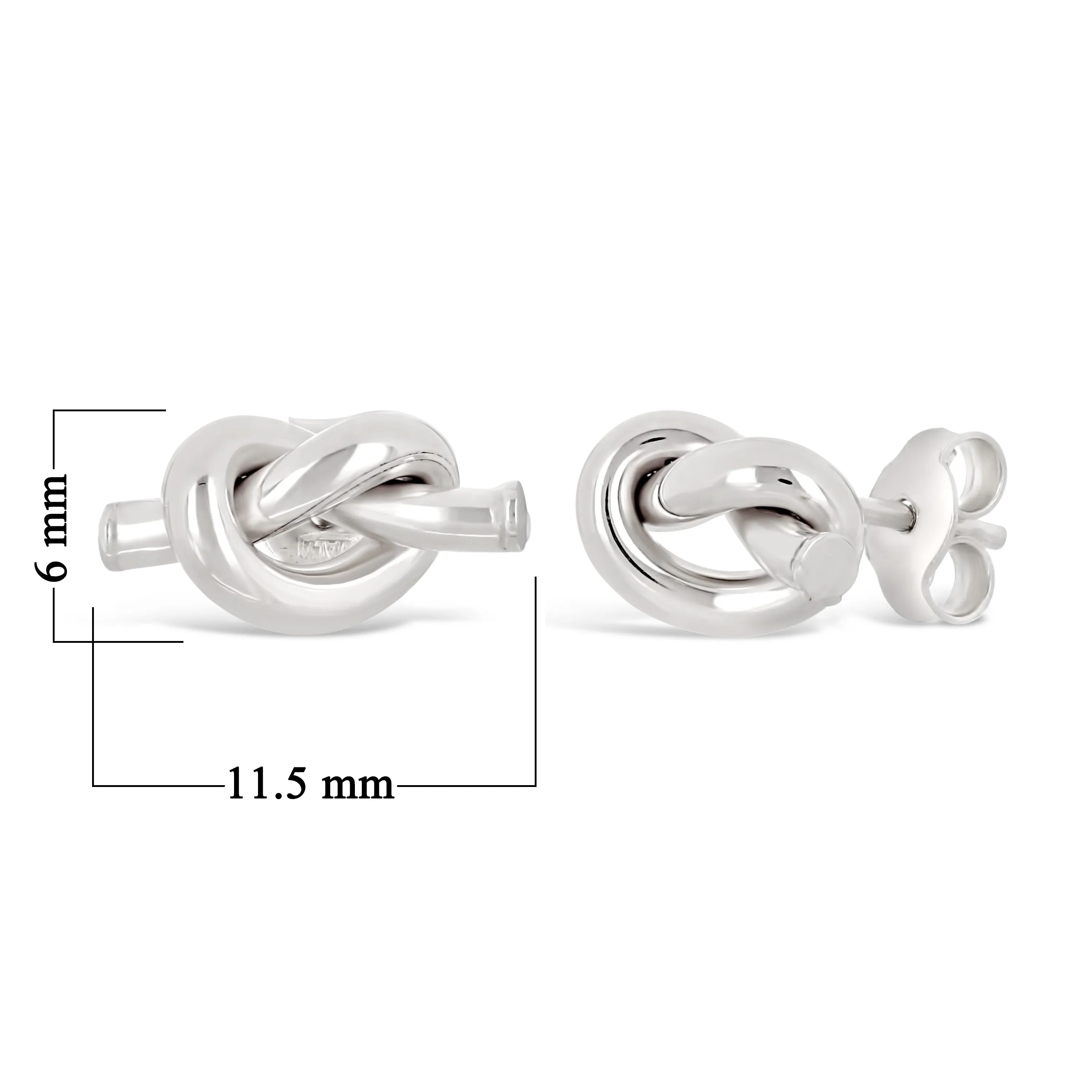 Italian 14k Yellow White or Rose Gold Pretzel Love Knot Tubular Stud Earrings
