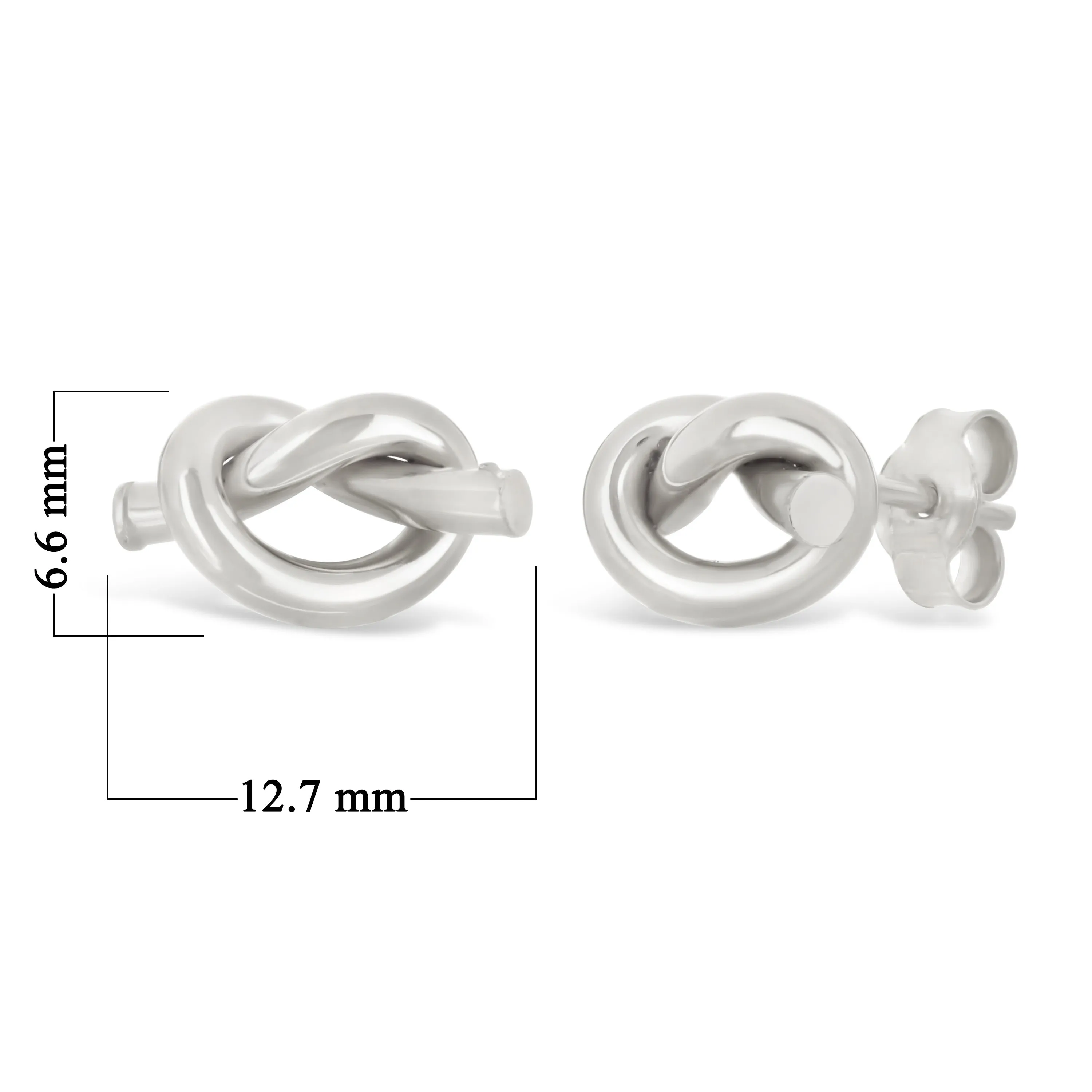 Italian 14k Yellow White or Rose Gold Pretzel Love Knot Tubular Stud Earrings