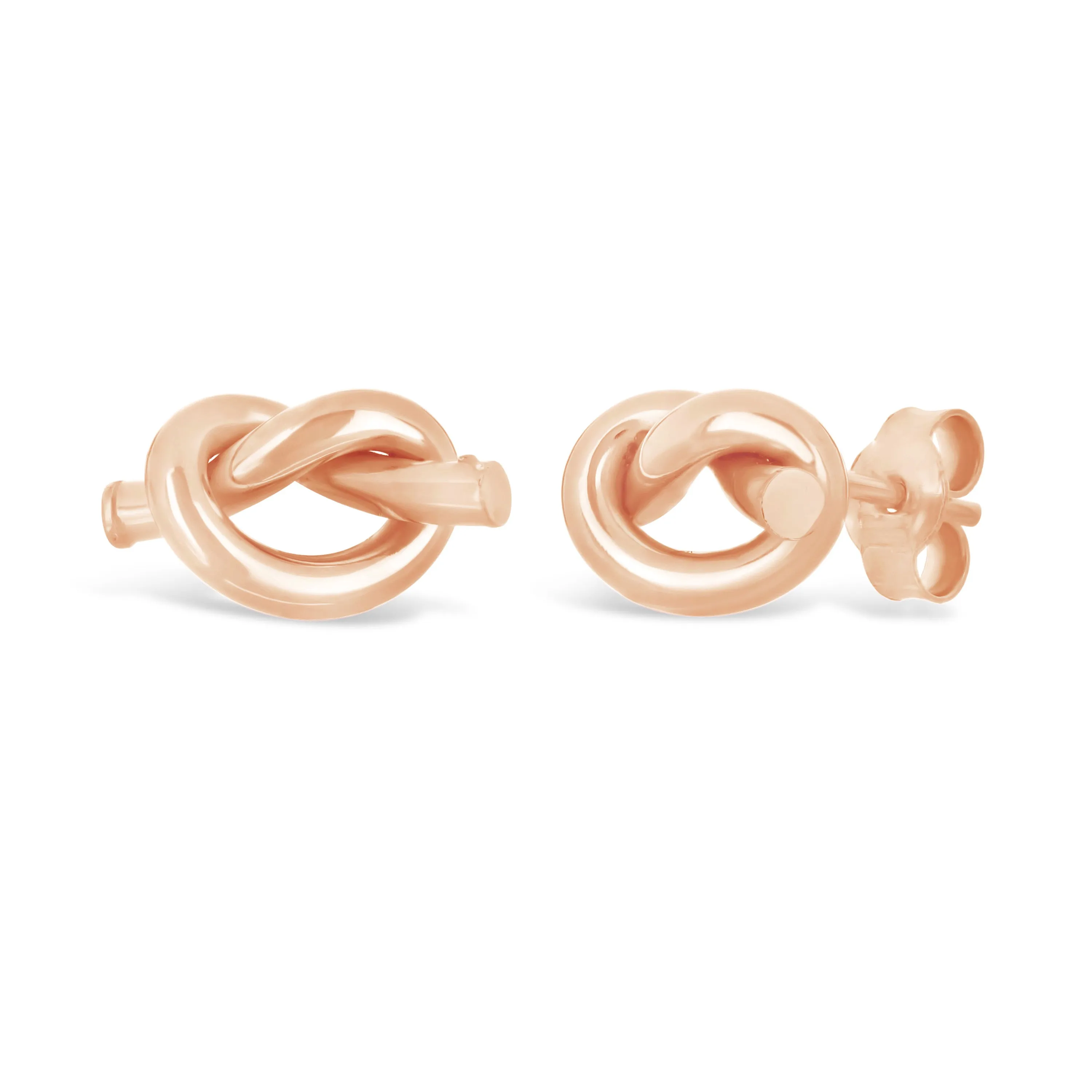 Italian 14k Yellow White or Rose Gold Pretzel Love Knot Tubular Stud Earrings