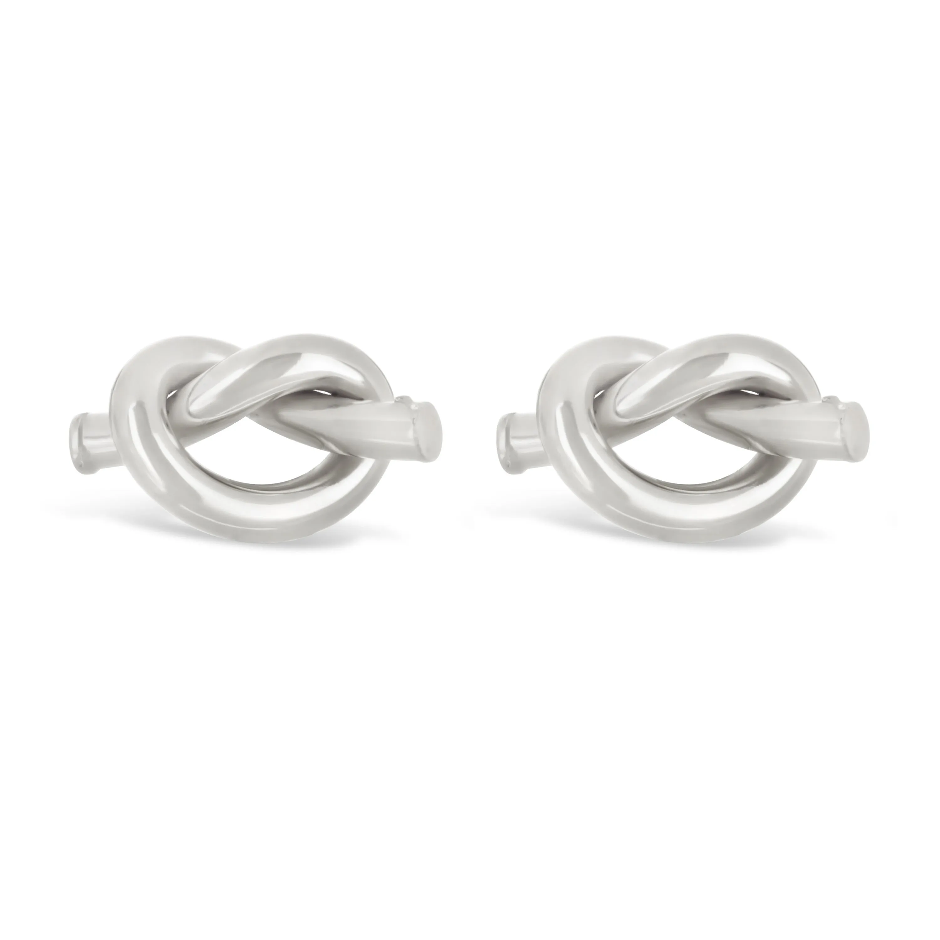 Italian 14k Yellow White or Rose Gold Pretzel Love Knot Tubular Stud Earrings