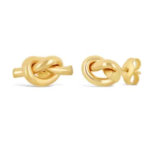 Italian 14k Yellow White or Rose Gold Pretzel Love Knot Tubular Stud Earrings