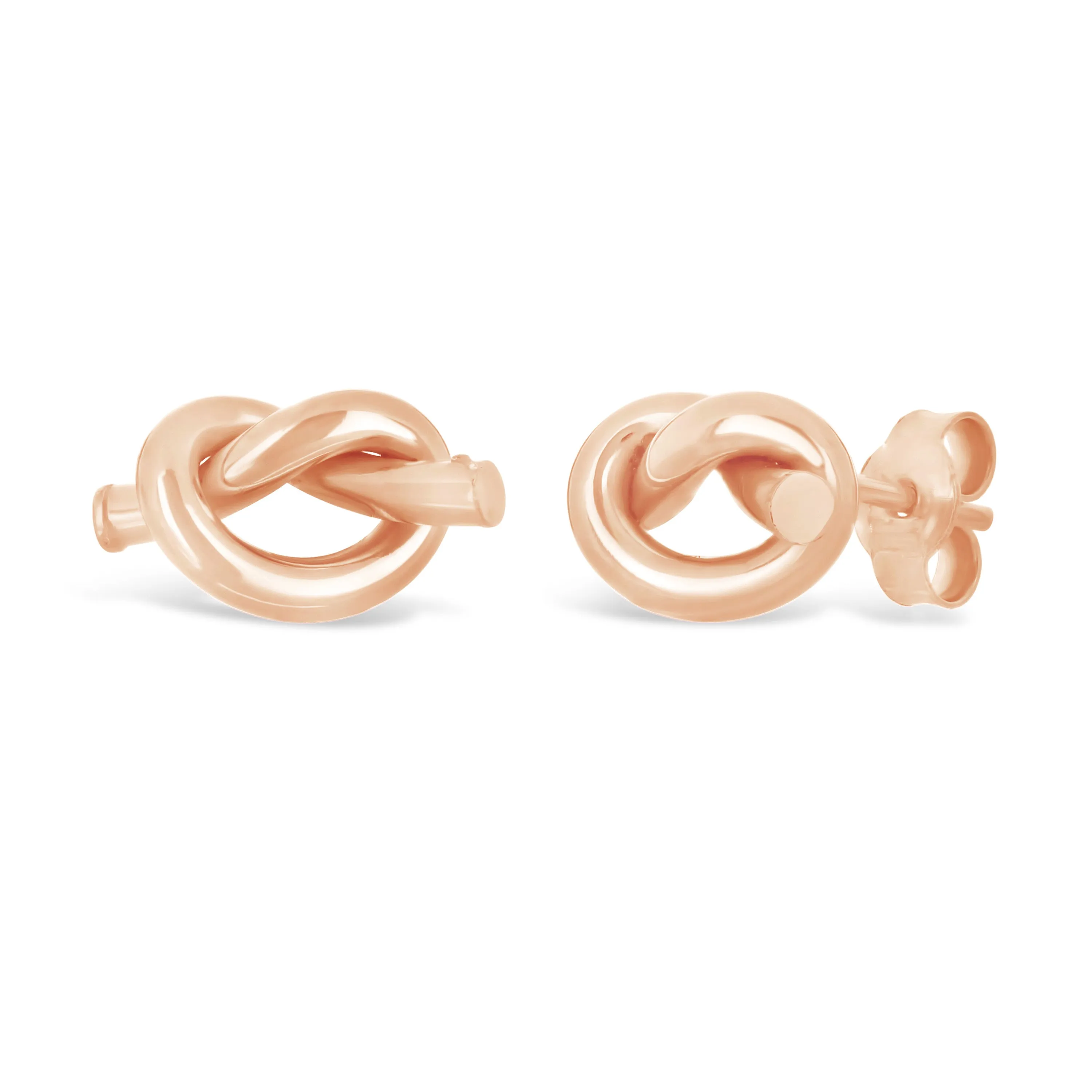 Italian 14k Yellow White or Rose Gold Pretzel Love Knot Tubular Stud Earrings