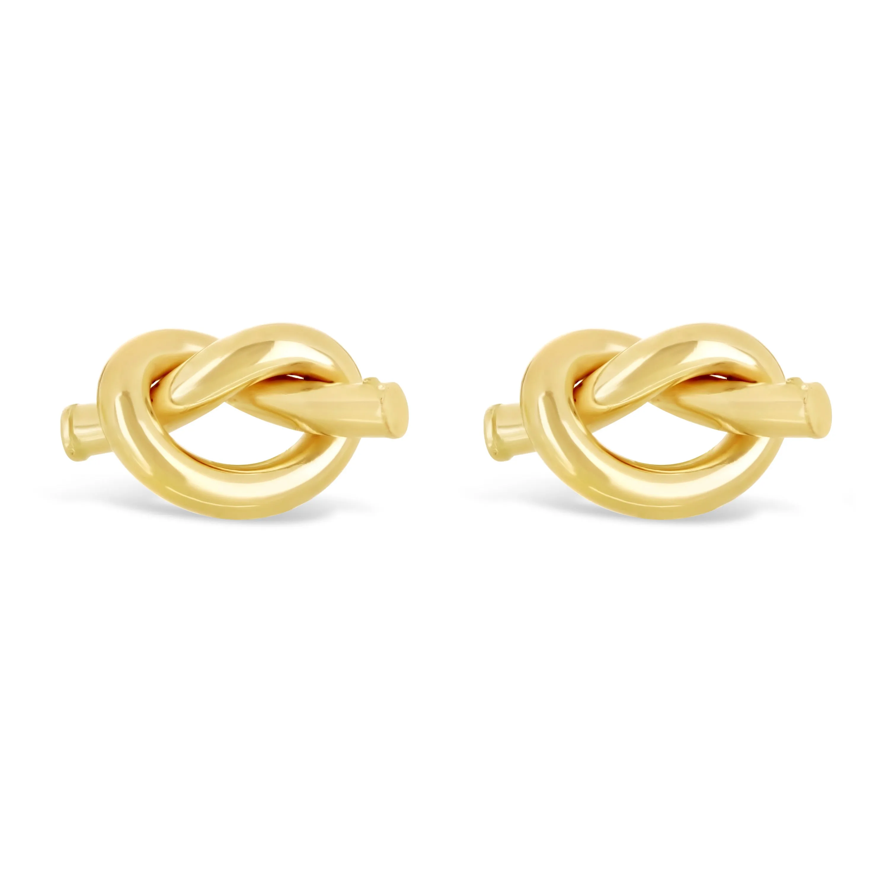 Italian 14k Yellow White or Rose Gold Pretzel Love Knot Tubular Stud Earrings