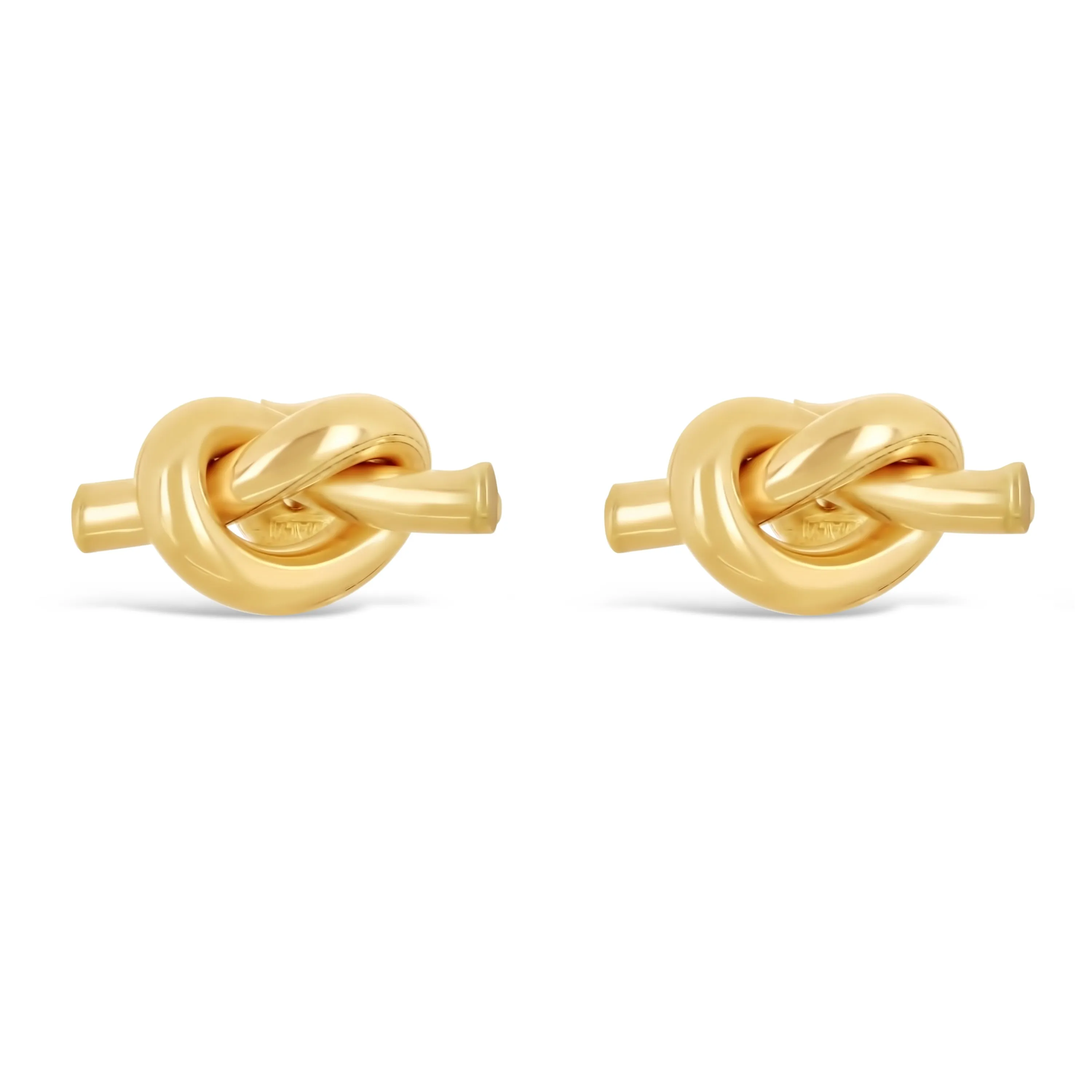 Italian 14k Yellow White or Rose Gold Pretzel Love Knot Tubular Stud Earrings
