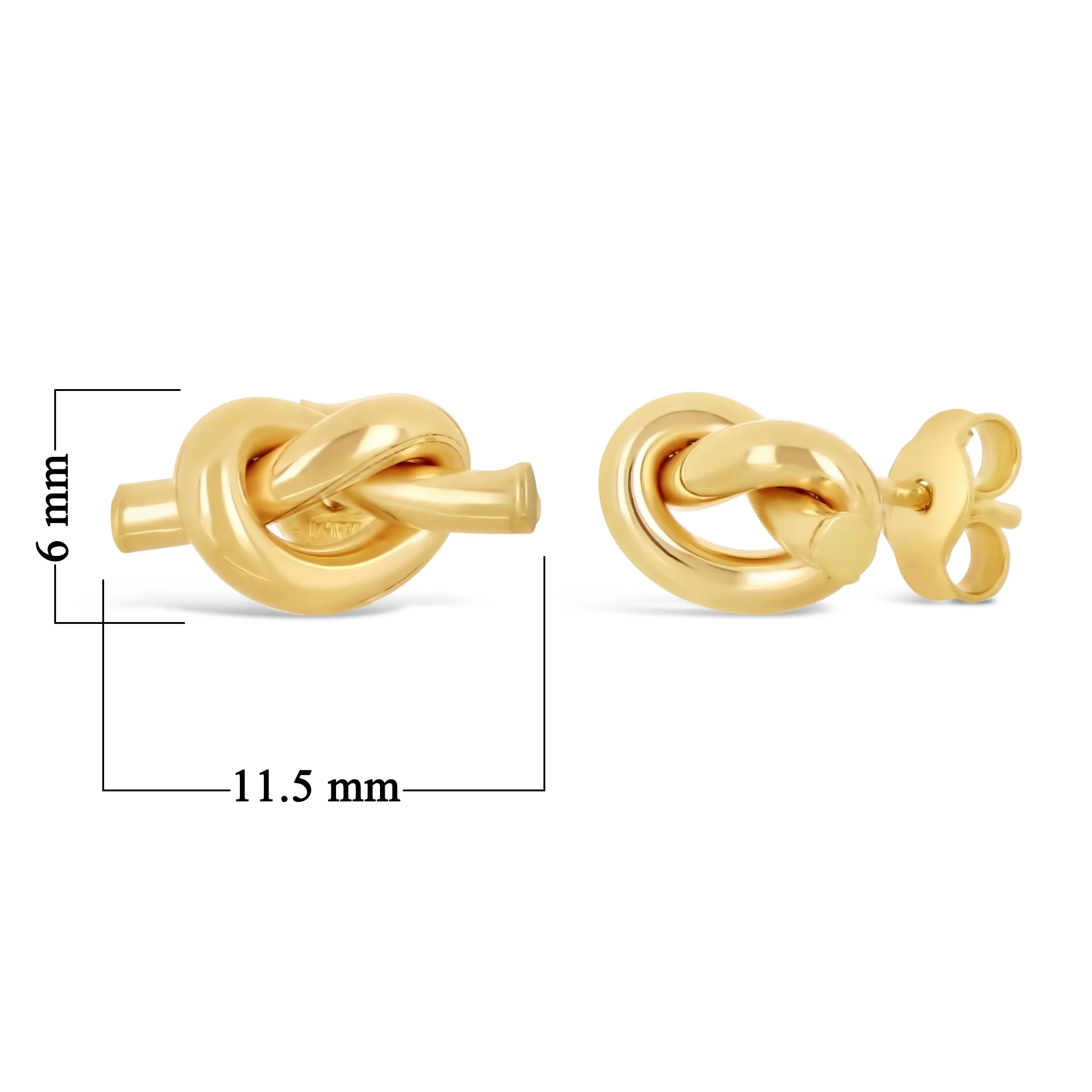 Italian 14k Yellow White or Rose Gold Pretzel Love Knot Tubular Stud Earrings
