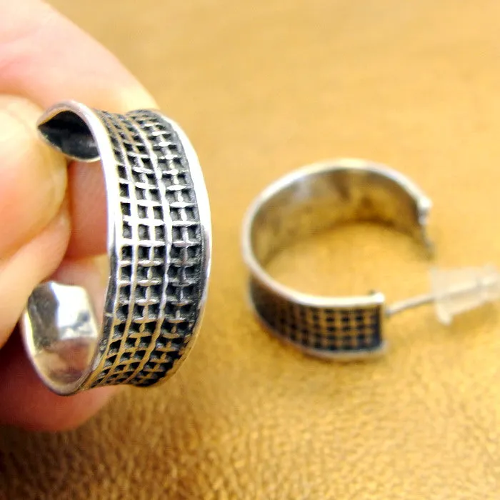 J Hoop Earrings 925 Sterling Silver Handmade Hadar Designers  (H) Last