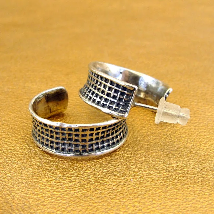 J Hoop Earrings 925 Sterling Silver Handmade Hadar Designers  (H) Last