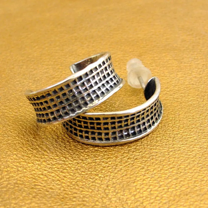 J Hoop Earrings 925 Sterling Silver Handmade Hadar Designers  (H) Last