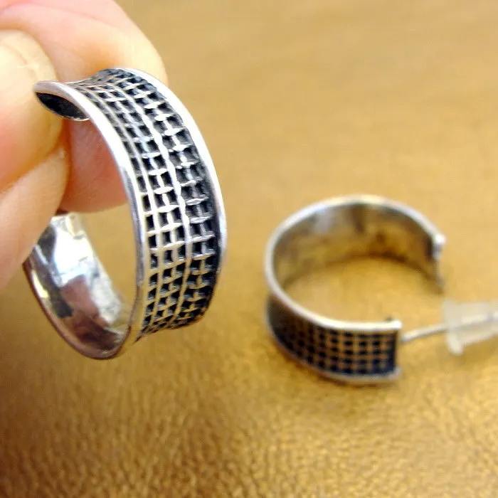 J Hoop Earrings 925 Sterling Silver Handmade Hadar Designers  (H) Last