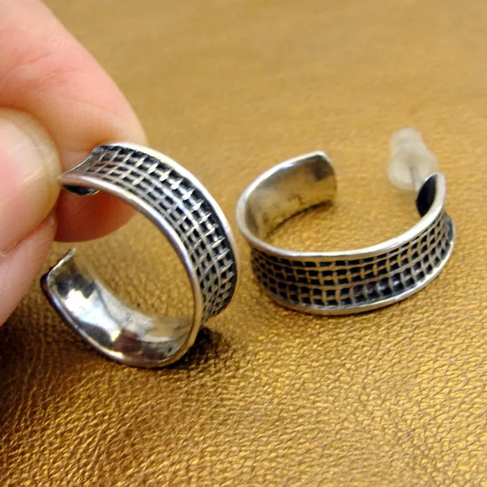 J Hoop Earrings 925 Sterling Silver Handmade Hadar Designers  (H) Last