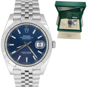 JAN 2022 NEW Rolex DateJust 41 Blue Stainless Steel Jubilee 41mm Watch 126334
