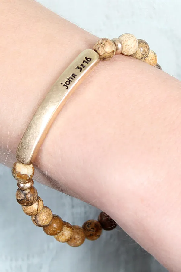 JOHN 3:16 BAR NATURAL STONE BRACELET