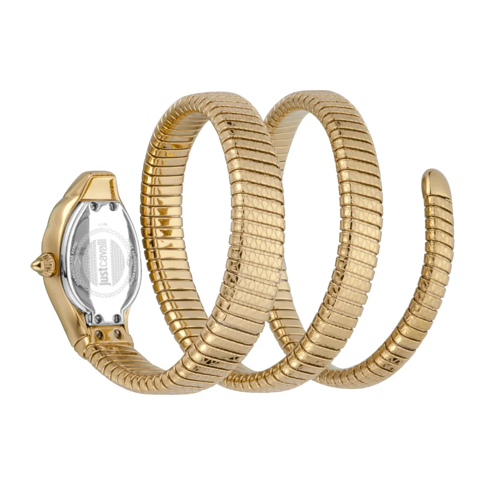 Just Cavalli Women Watch, Gold Color Case, Dark Green Mop Dial, Gold Color Stainless Steel Metal Bracelet