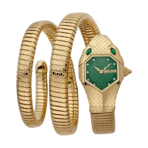 Just Cavalli Women Watch, Gold Color Case, Dark Green Mop Dial, Gold Color Stainless Steel Metal Bracelet