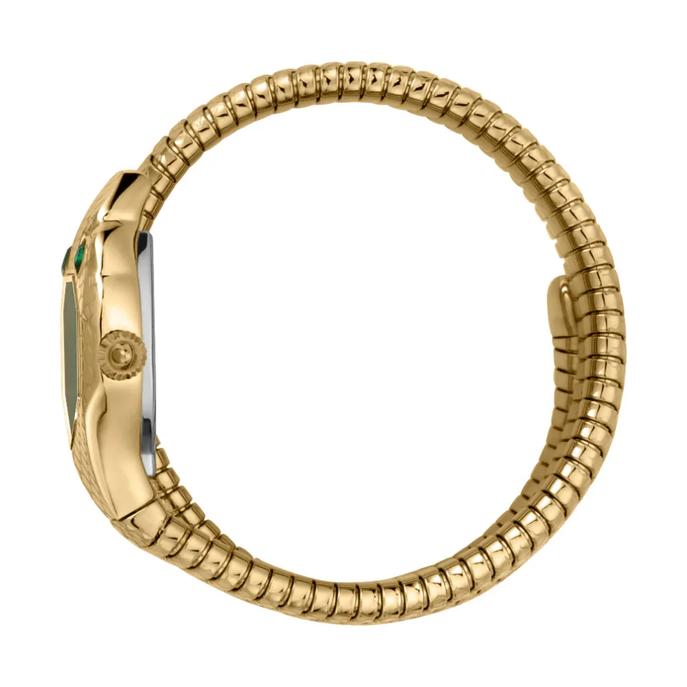 Just Cavalli Women Watch, Gold Color Case, Dark Green Mop Dial, Gold Color Stainless Steel Metal Bracelet