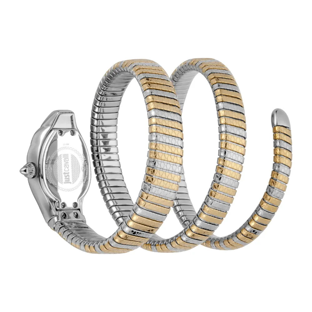 Just Cavalli Women Watch, Two Tone Silver & Gold Color Case, Silver Dial, Two Tone Silver & Gold Color Stainless Steel Metal Bracelet