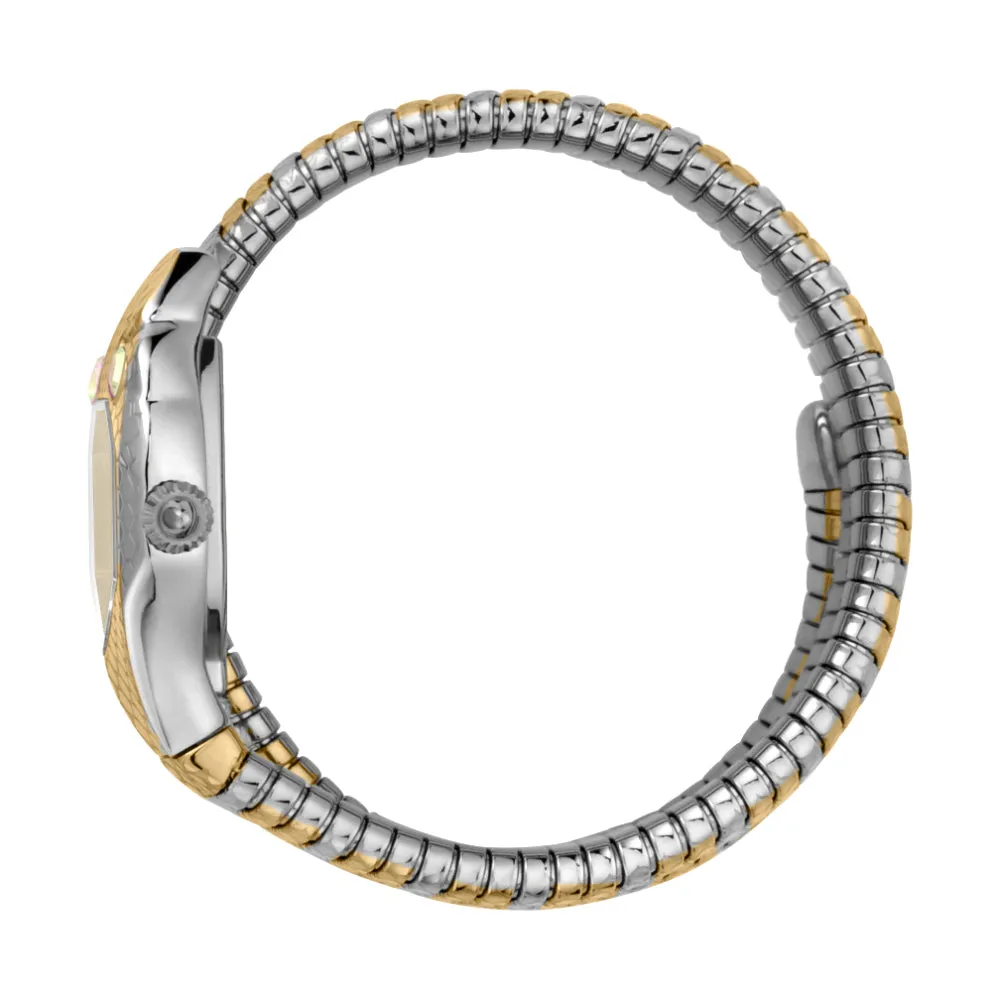 Just Cavalli Women Watch, Two Tone Silver & Gold Color Case, Silver Dial, Two Tone Silver & Gold Color Stainless Steel Metal Bracelet