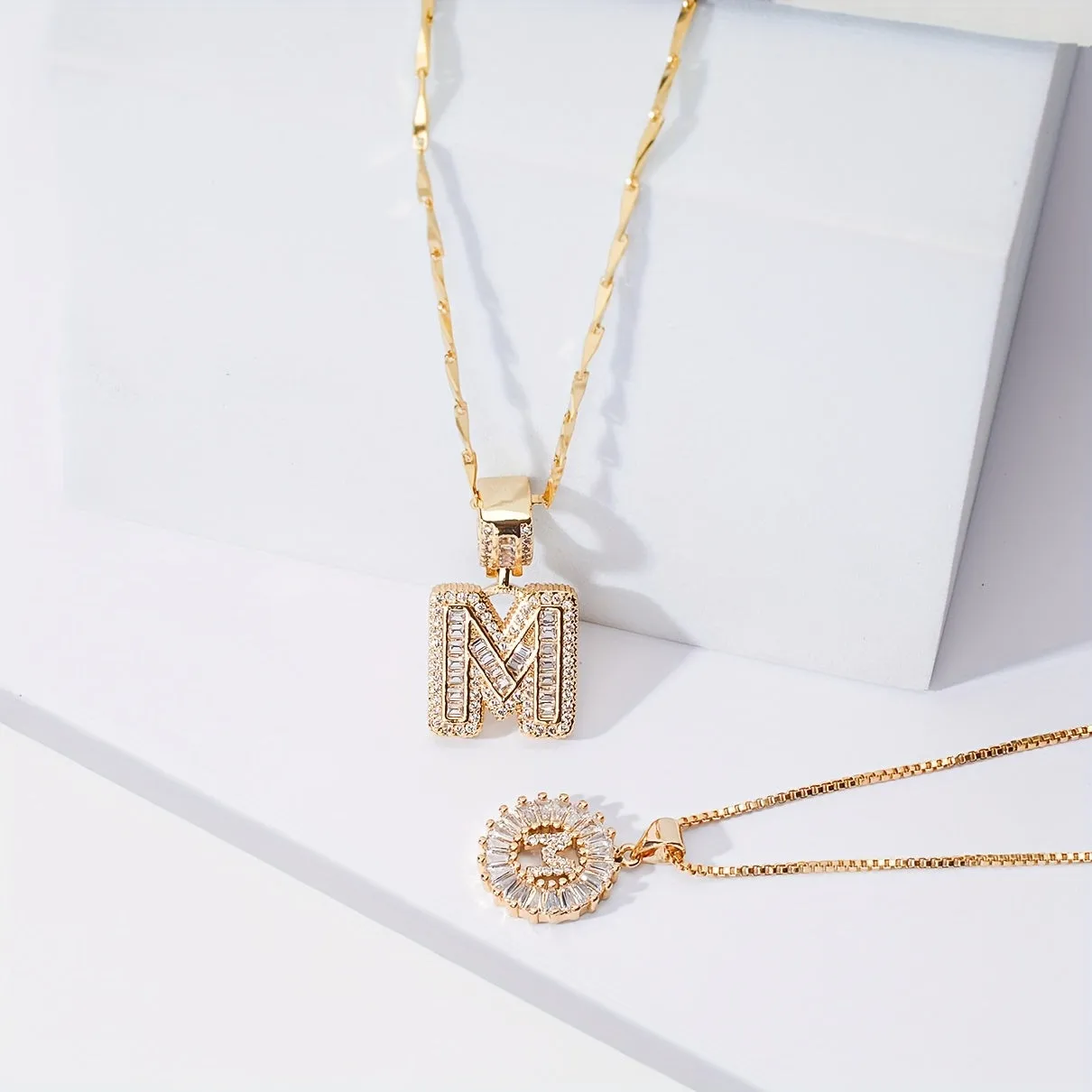 Keep & Share: 2pc 14k Diamond Letter Initial Necklaces