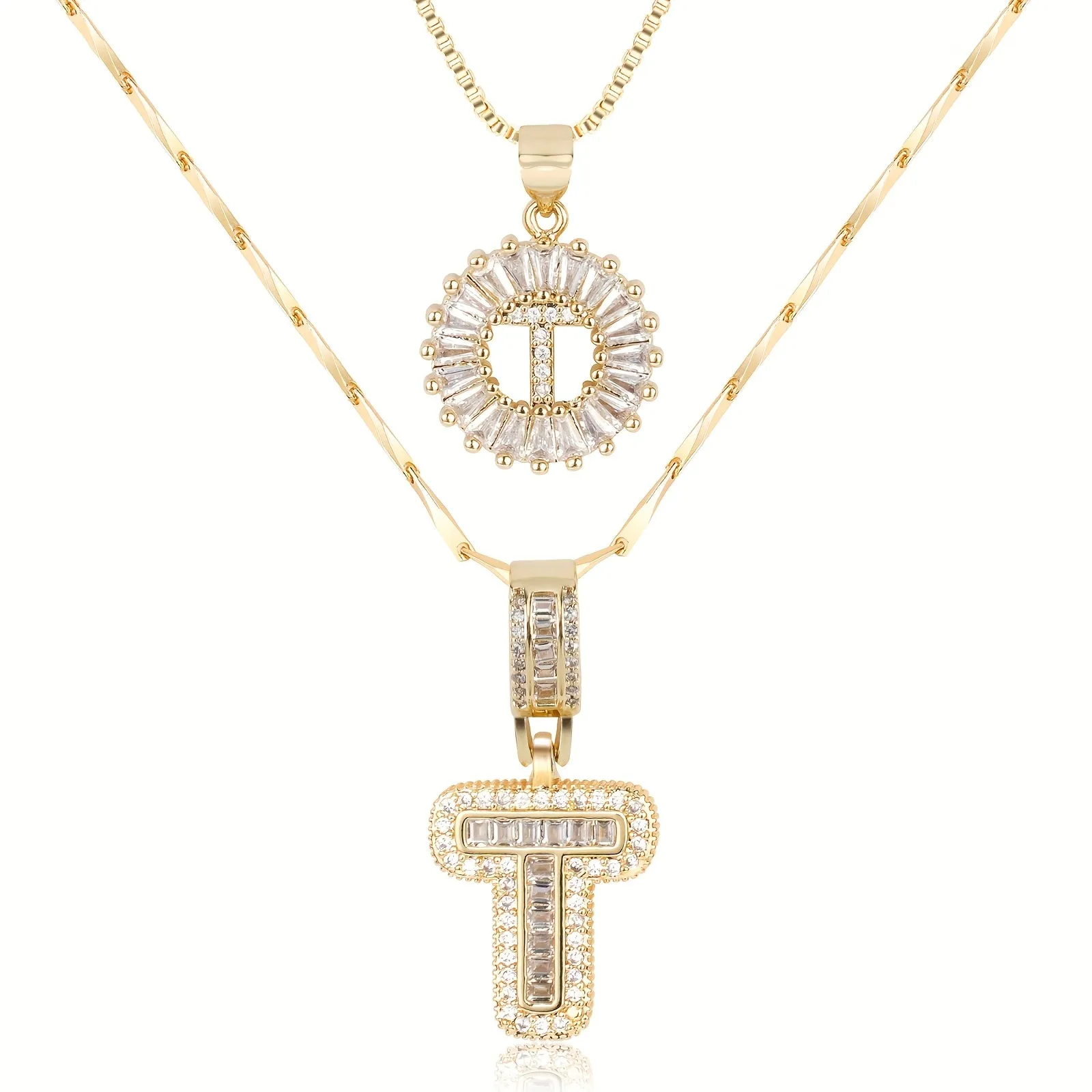 Keep & Share: 2pc 14k Diamond Letter Initial Necklaces