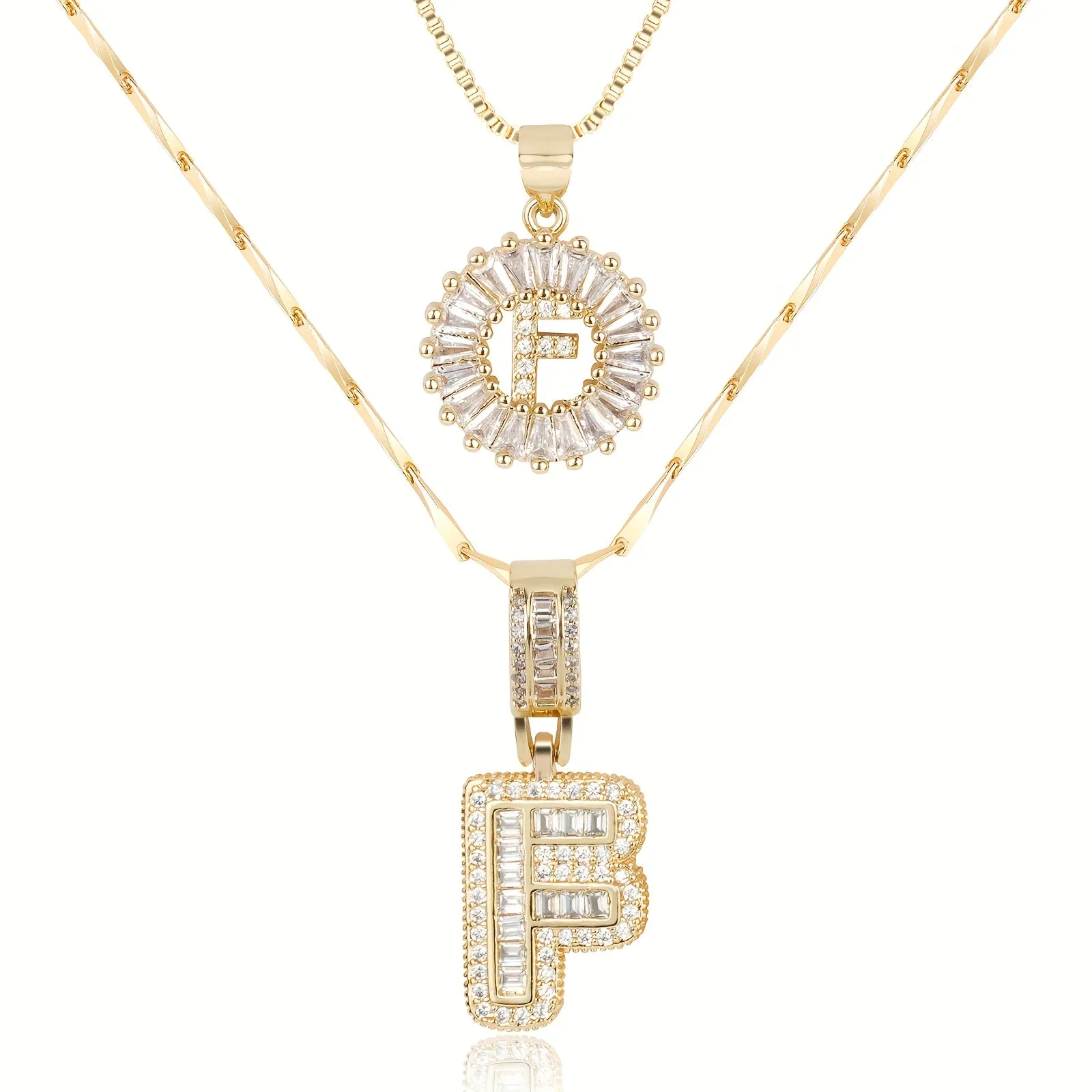 Keep & Share: 2pc 14k Diamond Letter Initial Necklaces