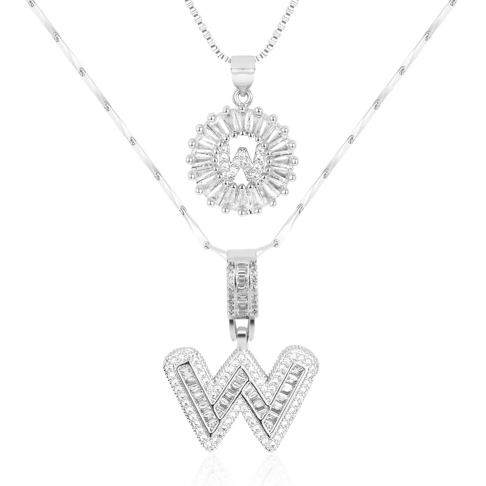 Keep & Share: 2pc 14k Diamond Letter Initial Necklaces