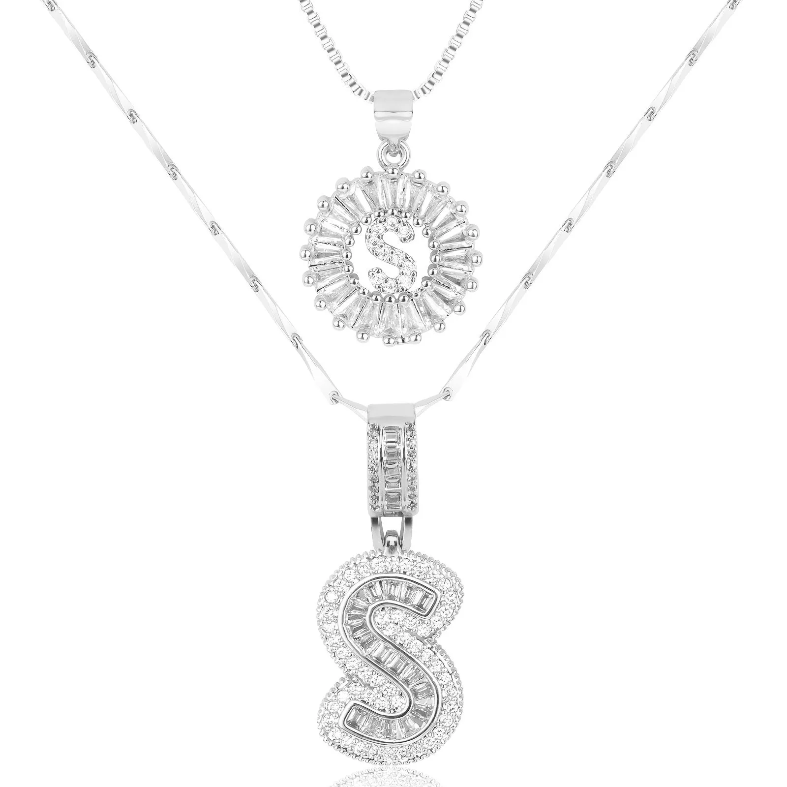 Keep & Share: 2pc 14k Diamond Letter Initial Necklaces
