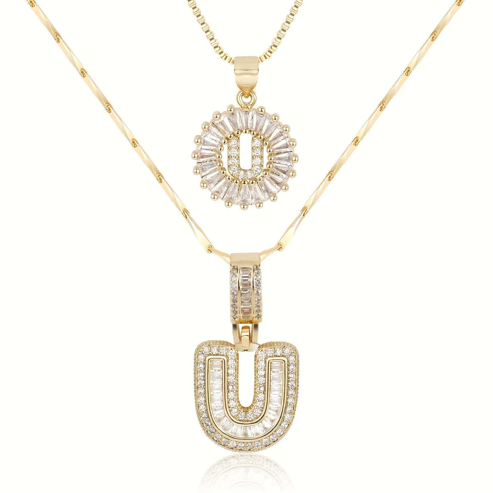 Keep & Share: 2pc 14k Diamond Letter Initial Necklaces