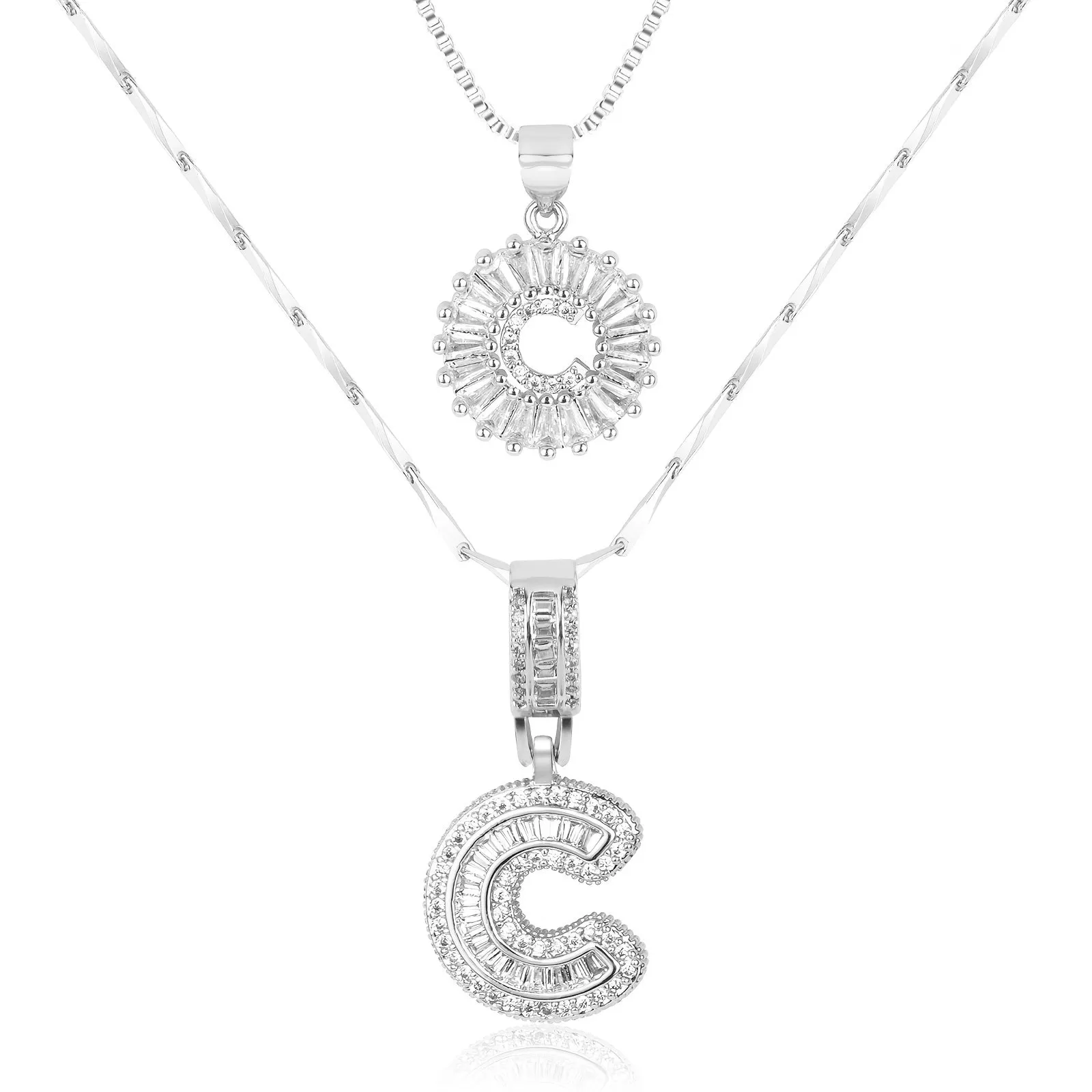 Keep & Share: 2pc 14k Diamond Letter Initial Necklaces