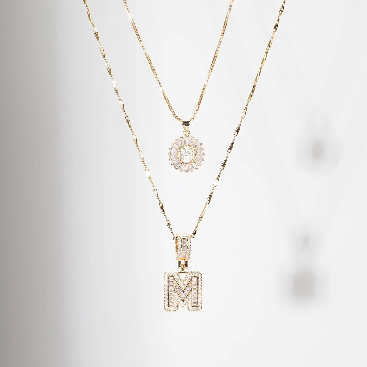 Keep & Share: 2pc 14k Diamond Letter Initial Necklaces