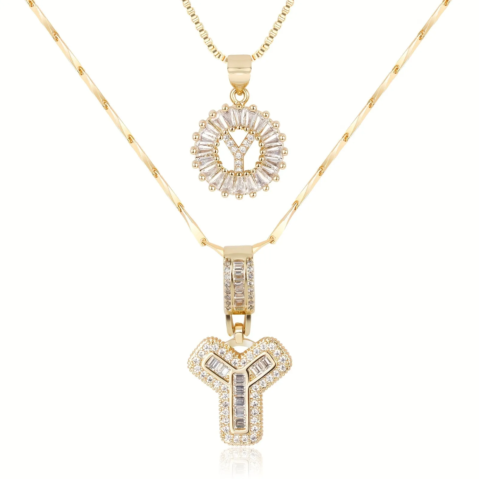 Keep & Share: 2pc 14k Diamond Letter Initial Necklaces