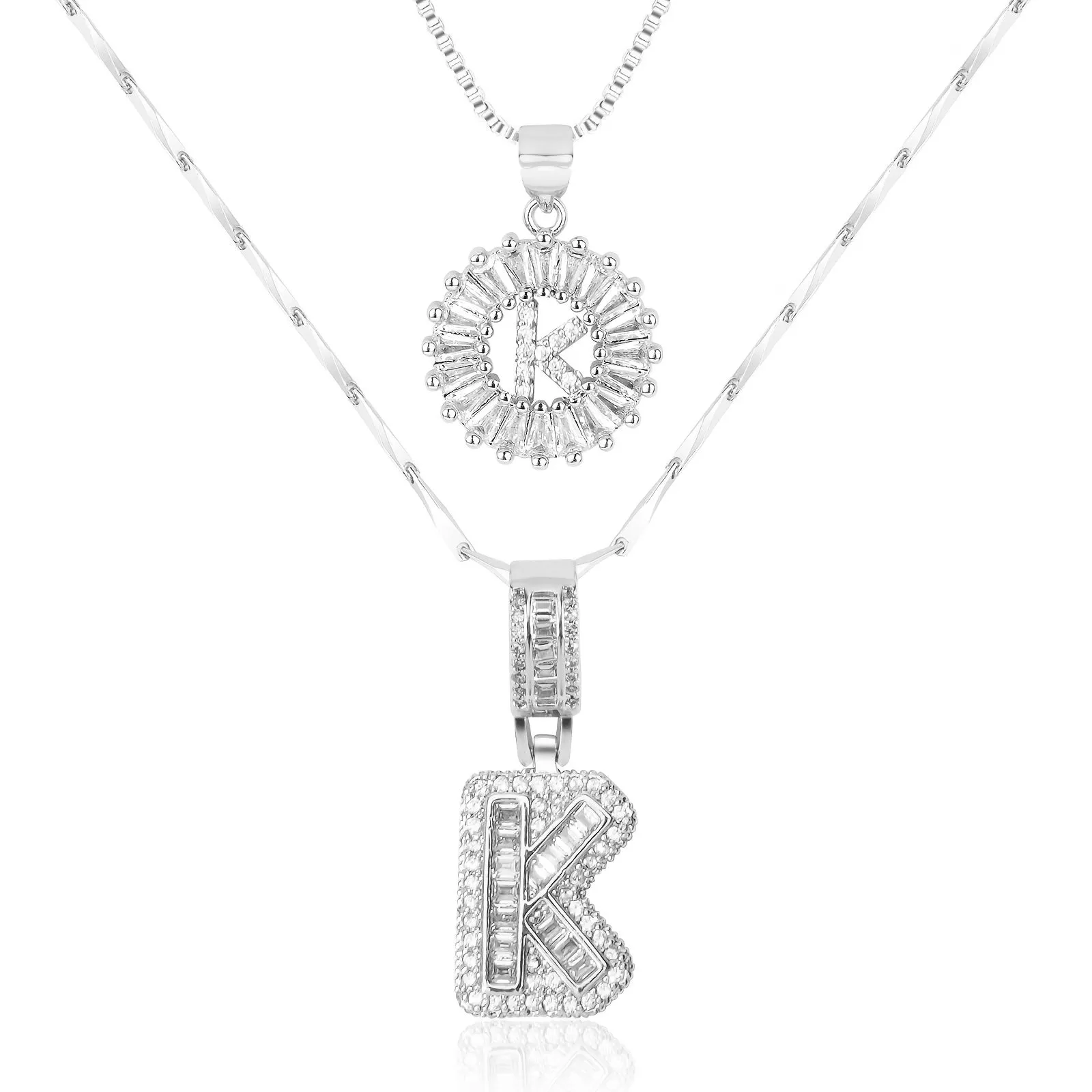 Keep & Share: 2pc 14k Diamond Letter Initial Necklaces