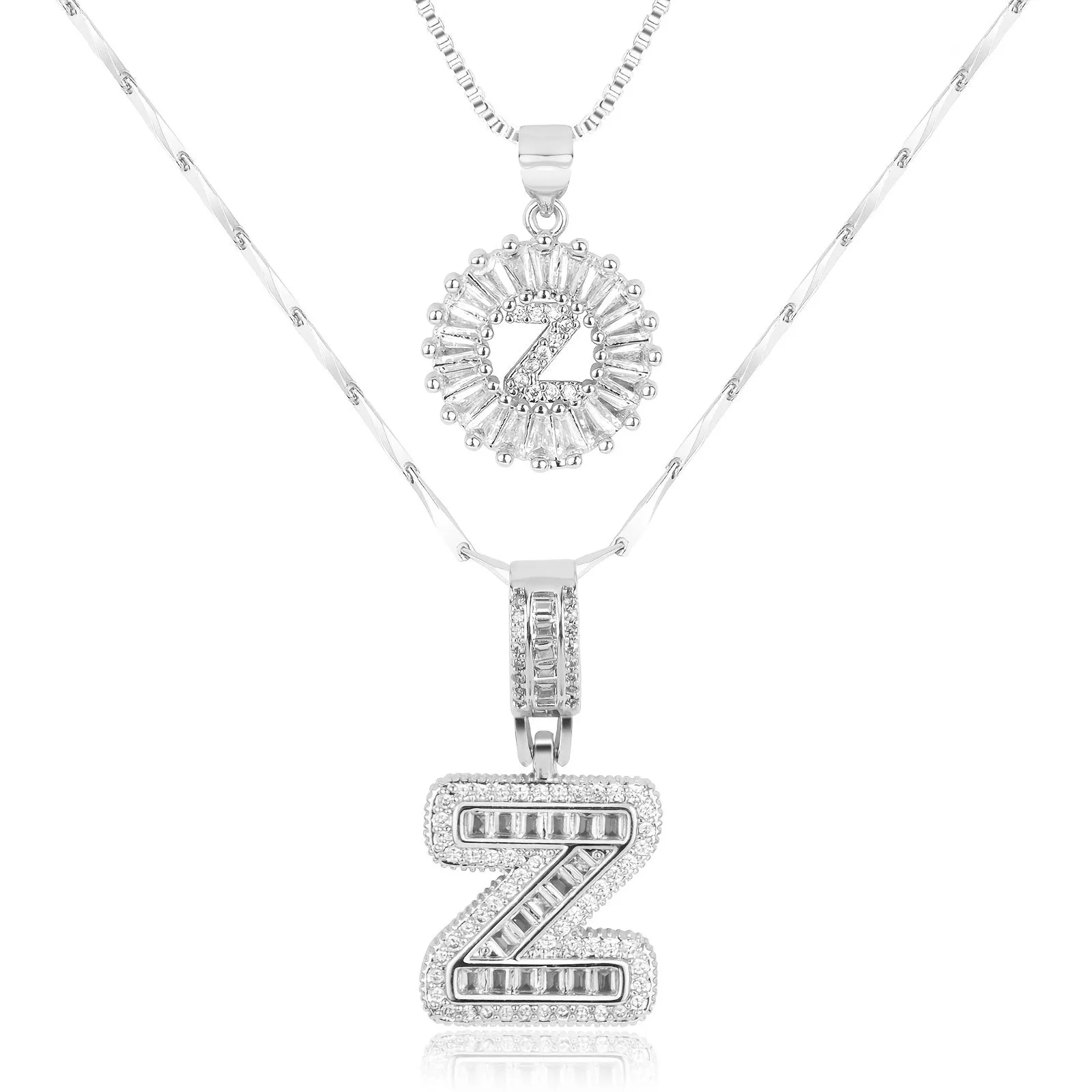 Keep & Share: 2pc 14k Diamond Letter Initial Necklaces