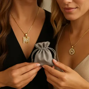 Keep & Share: 2pc 14k Diamond Letter Initial Necklaces
