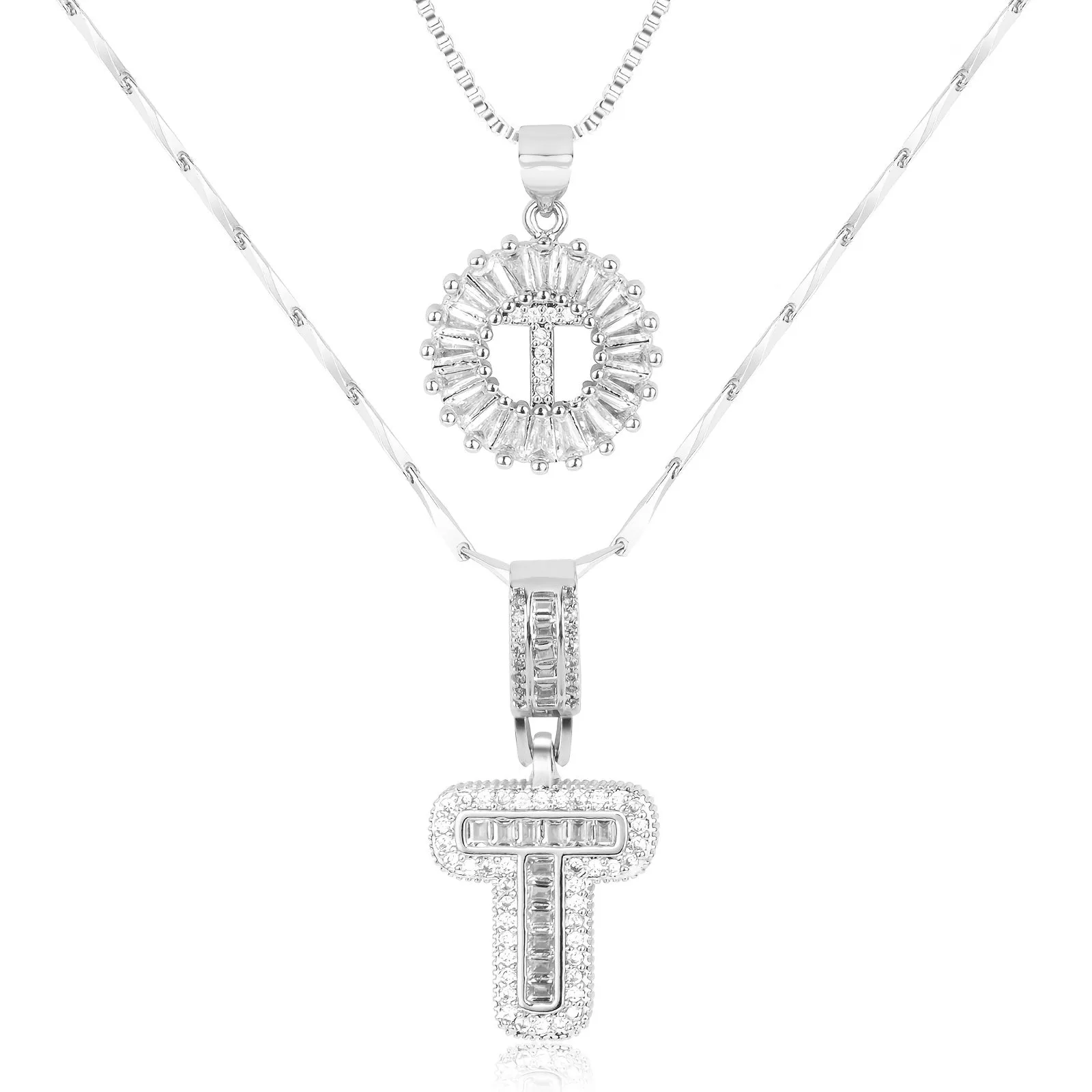 Keep & Share: 2pc 14k Diamond Letter Initial Necklaces