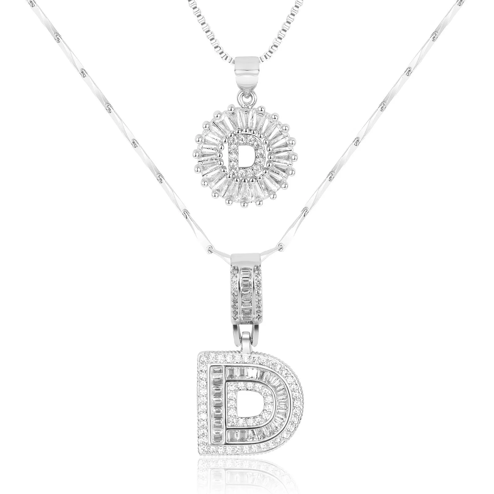 Keep & Share: 2pc 14k Diamond Letter Initial Necklaces