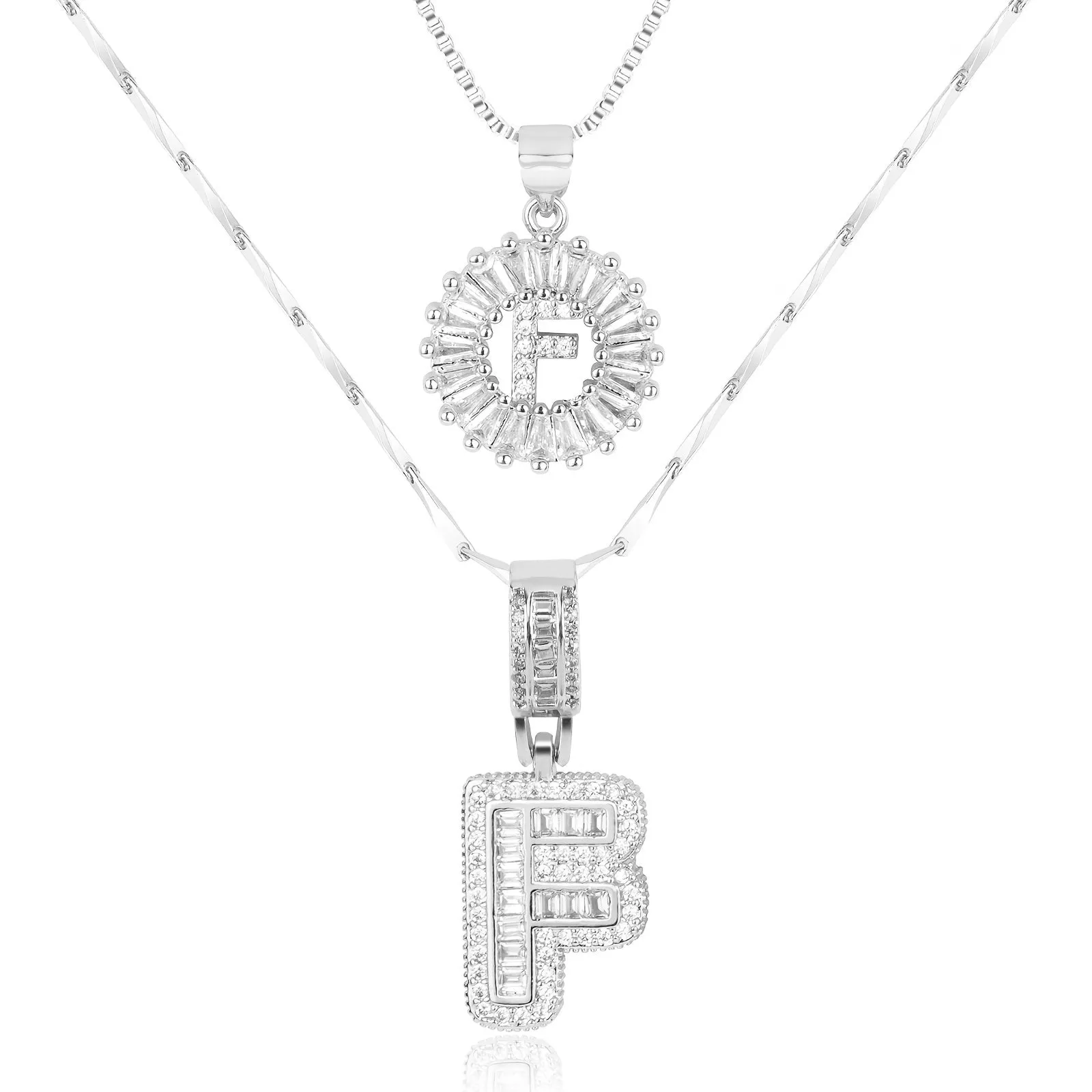 Keep & Share: 2pc 14k Diamond Letter Initial Necklaces