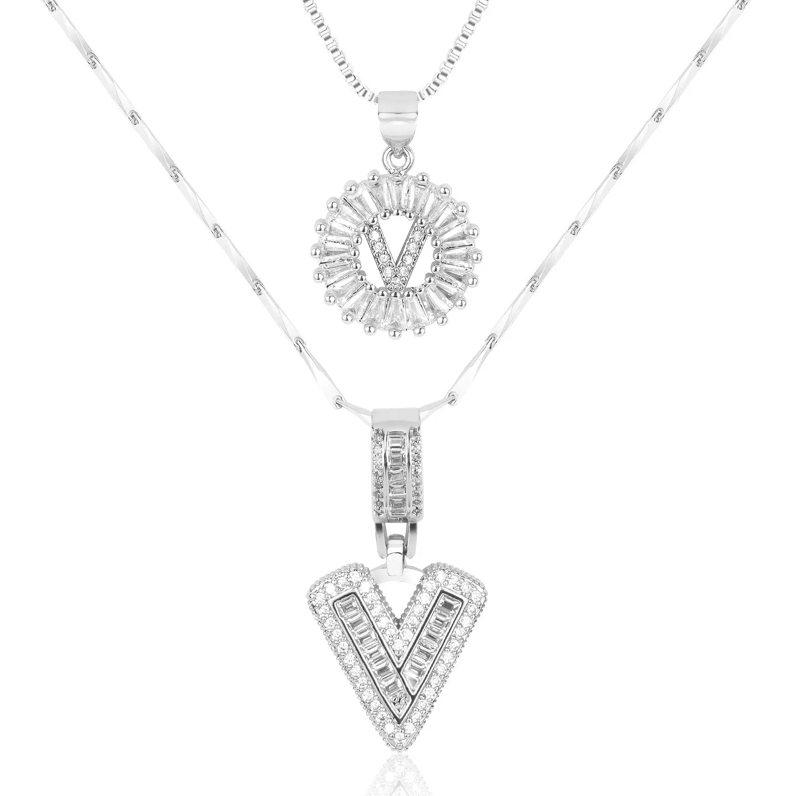 Keep & Share: 2pc 14k Diamond Letter Initial Necklaces