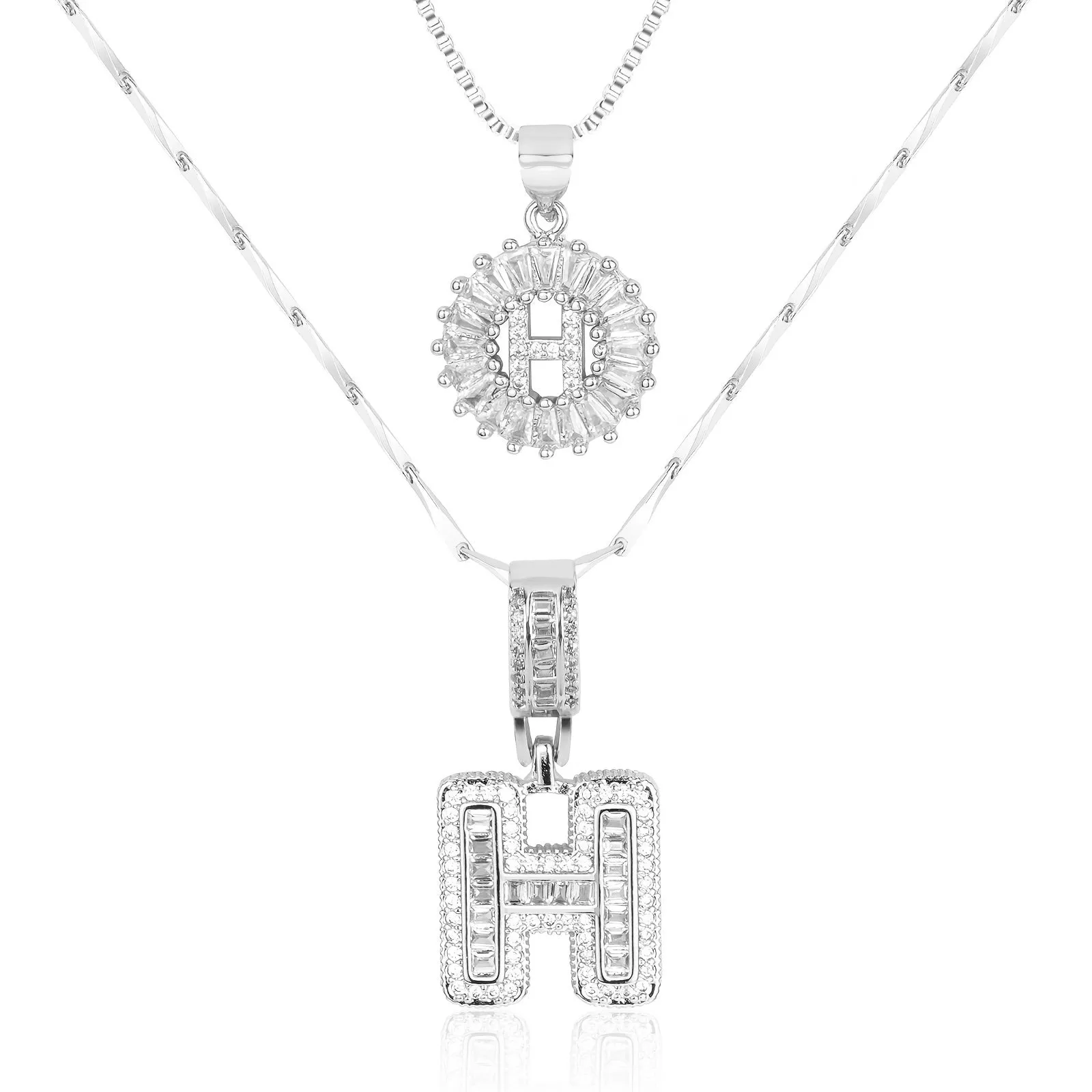 Keep & Share: 2pc 14k Diamond Letter Initial Necklaces
