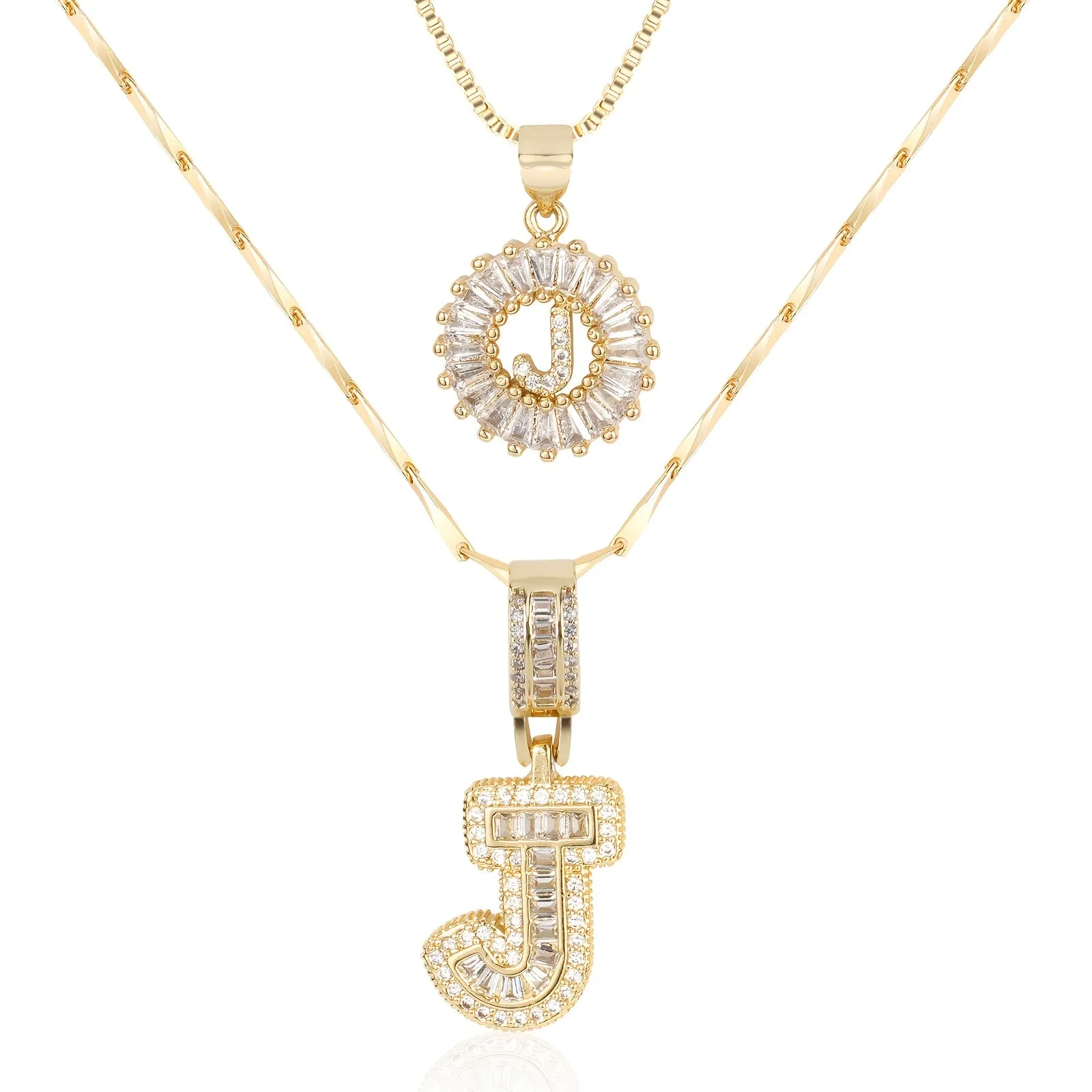 Keep & Share: 2pc 14k Diamond Letter Initial Necklaces
