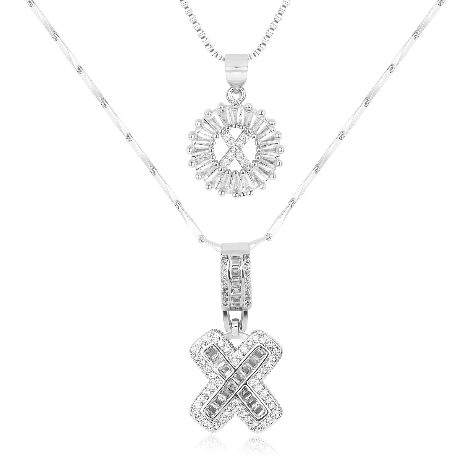 Keep & Share: 2pc 14k Diamond Letter Initial Necklaces