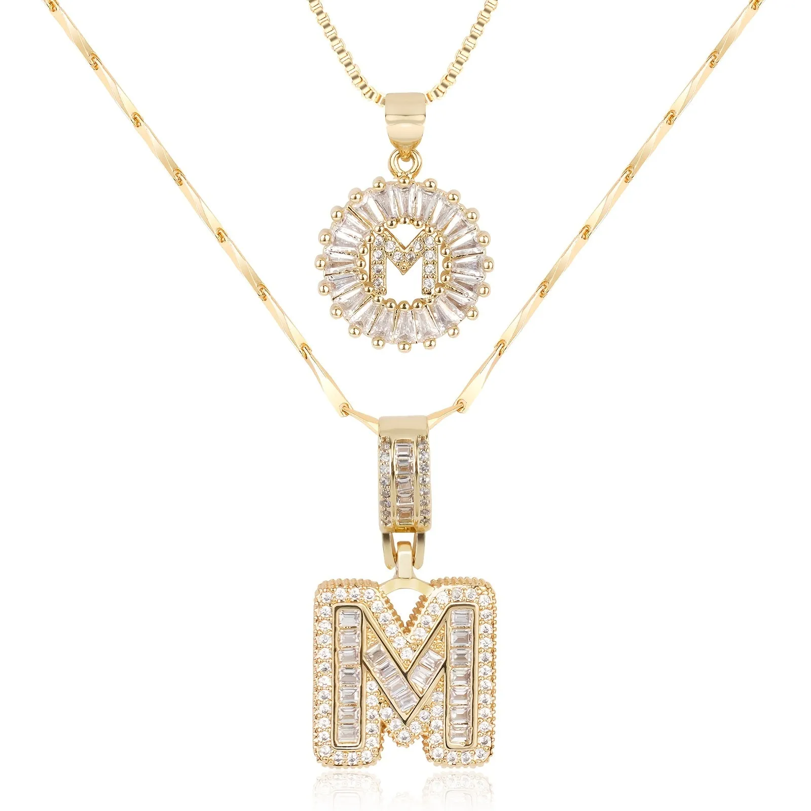 Keep & Share: 2pc 14k Diamond Letter Initial Necklaces