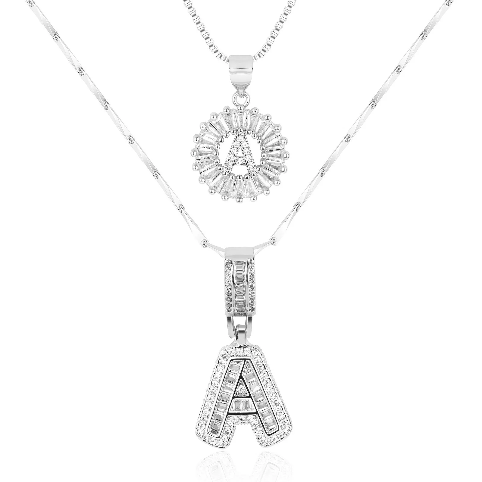 Keep & Share: 2pc 14k Diamond Letter Initial Necklaces