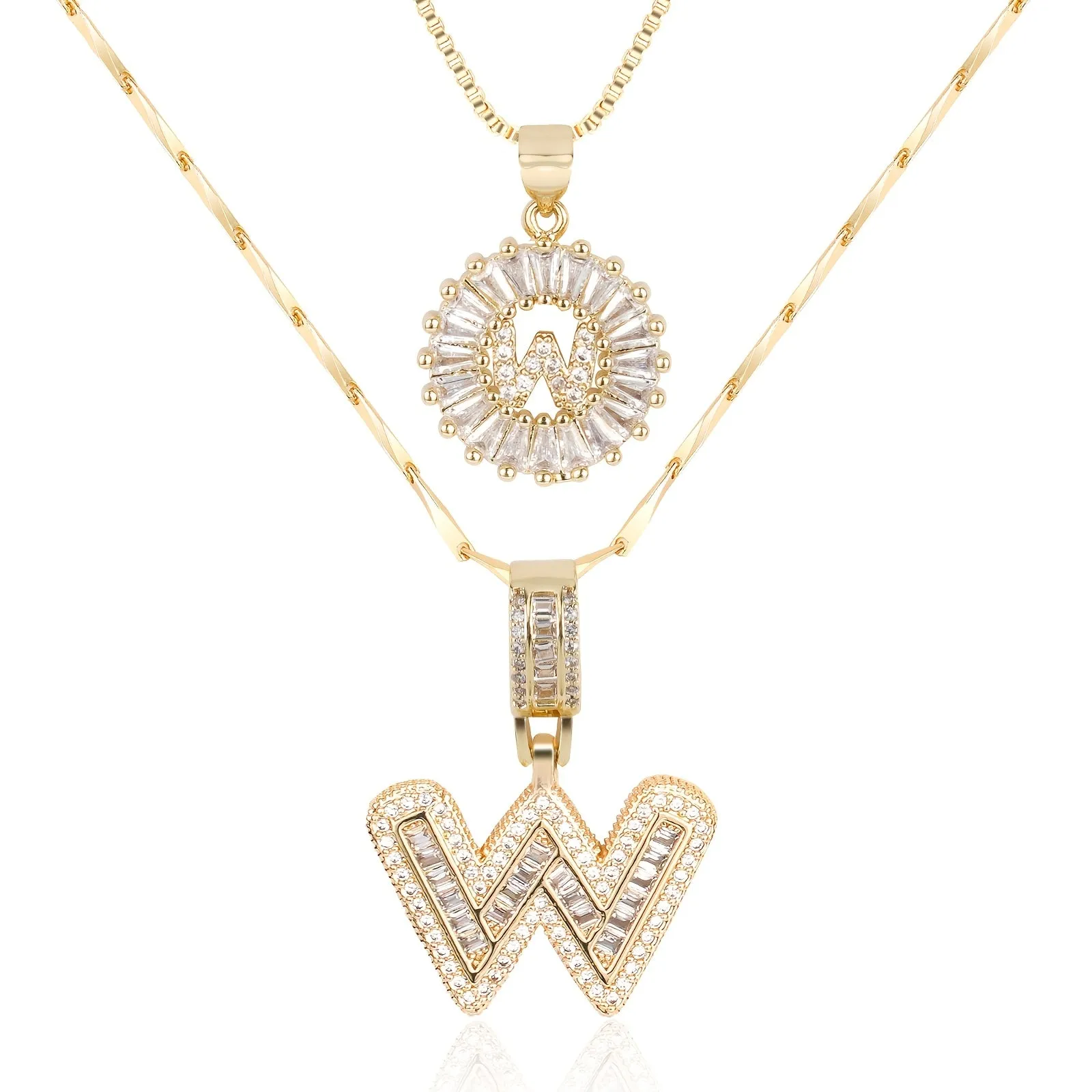 Keep & Share: 2pc 14k Diamond Letter Initial Necklaces