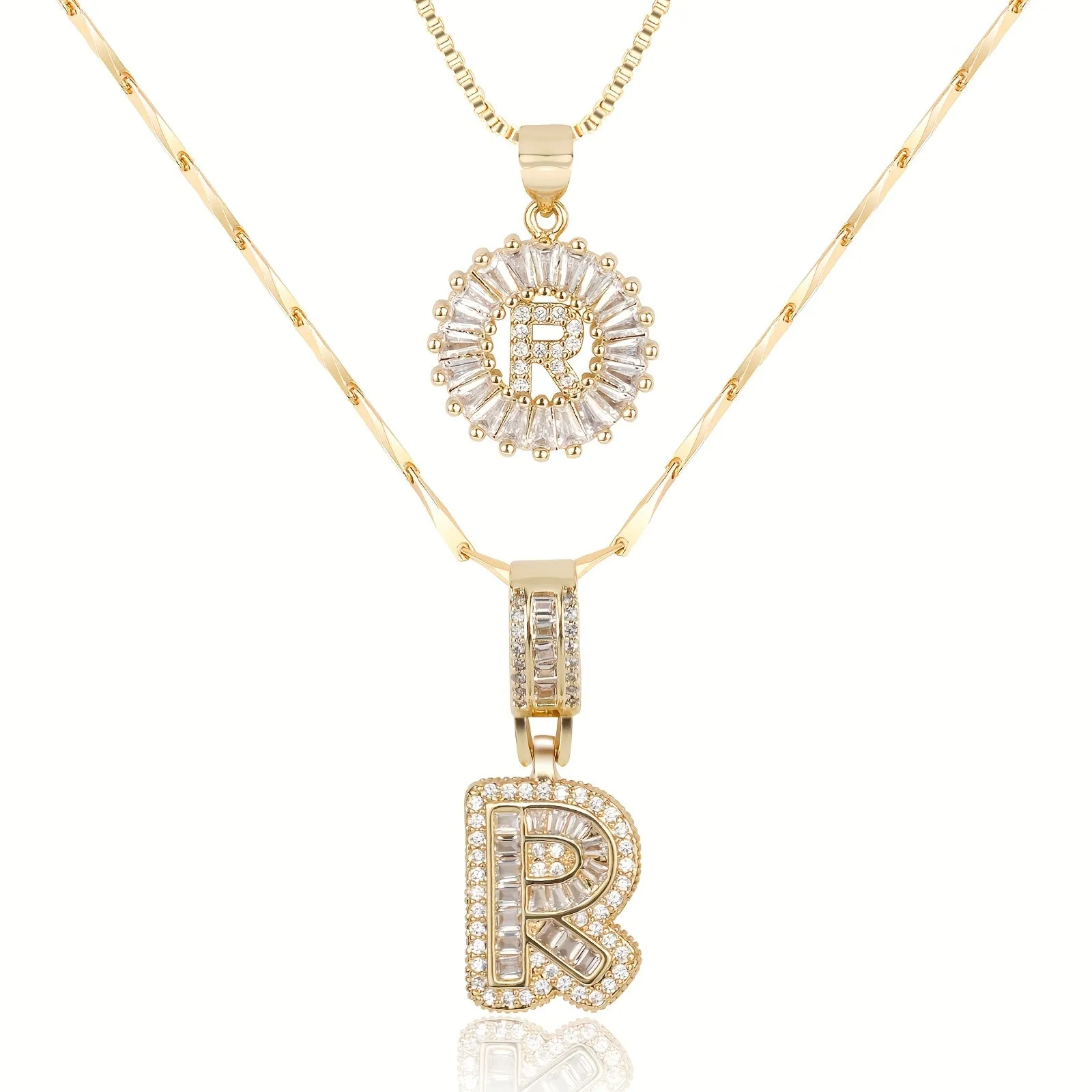 Keep & Share: 2pc 14k Diamond Letter Initial Necklaces