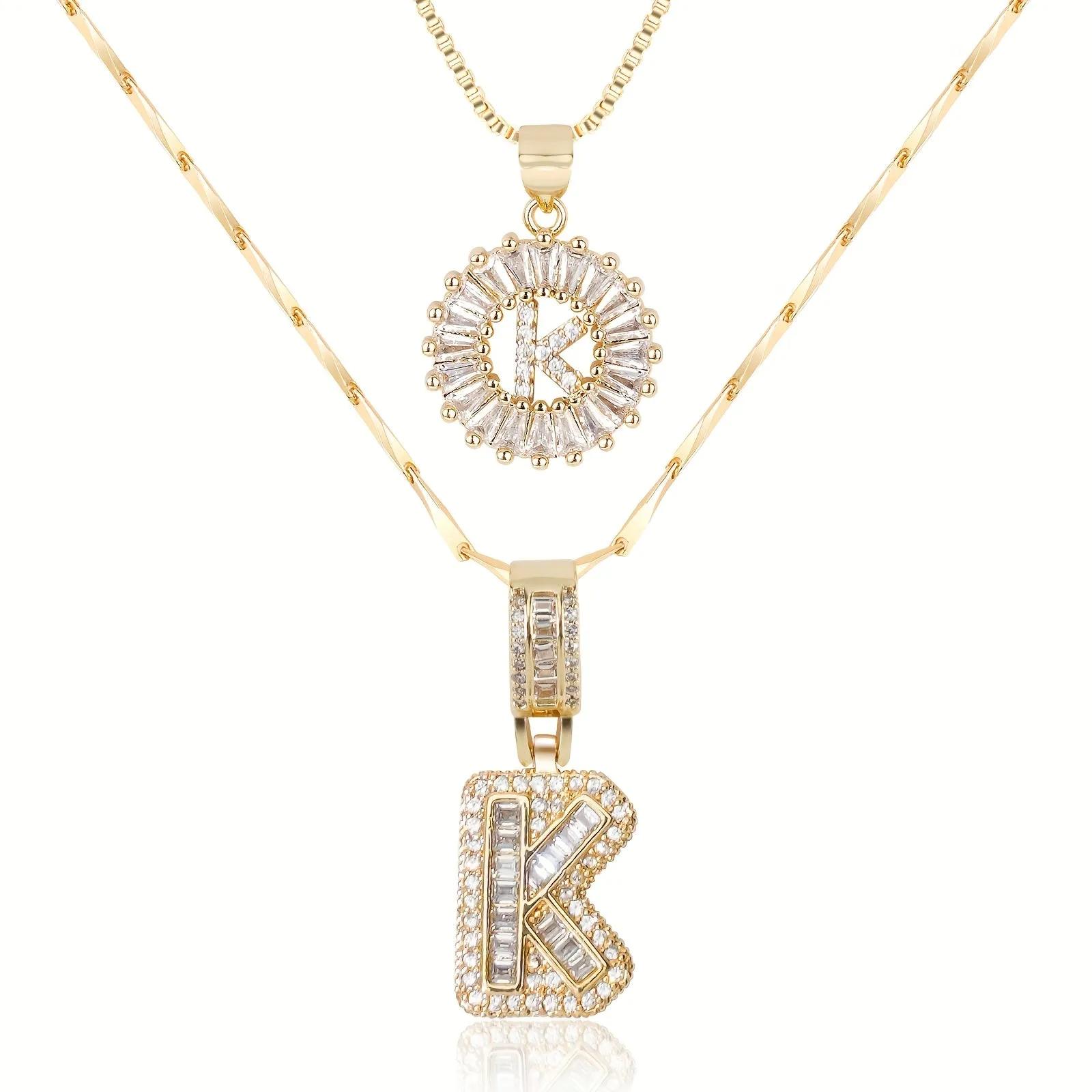 Keep & Share: 2pc 14k Diamond Letter Initial Necklaces