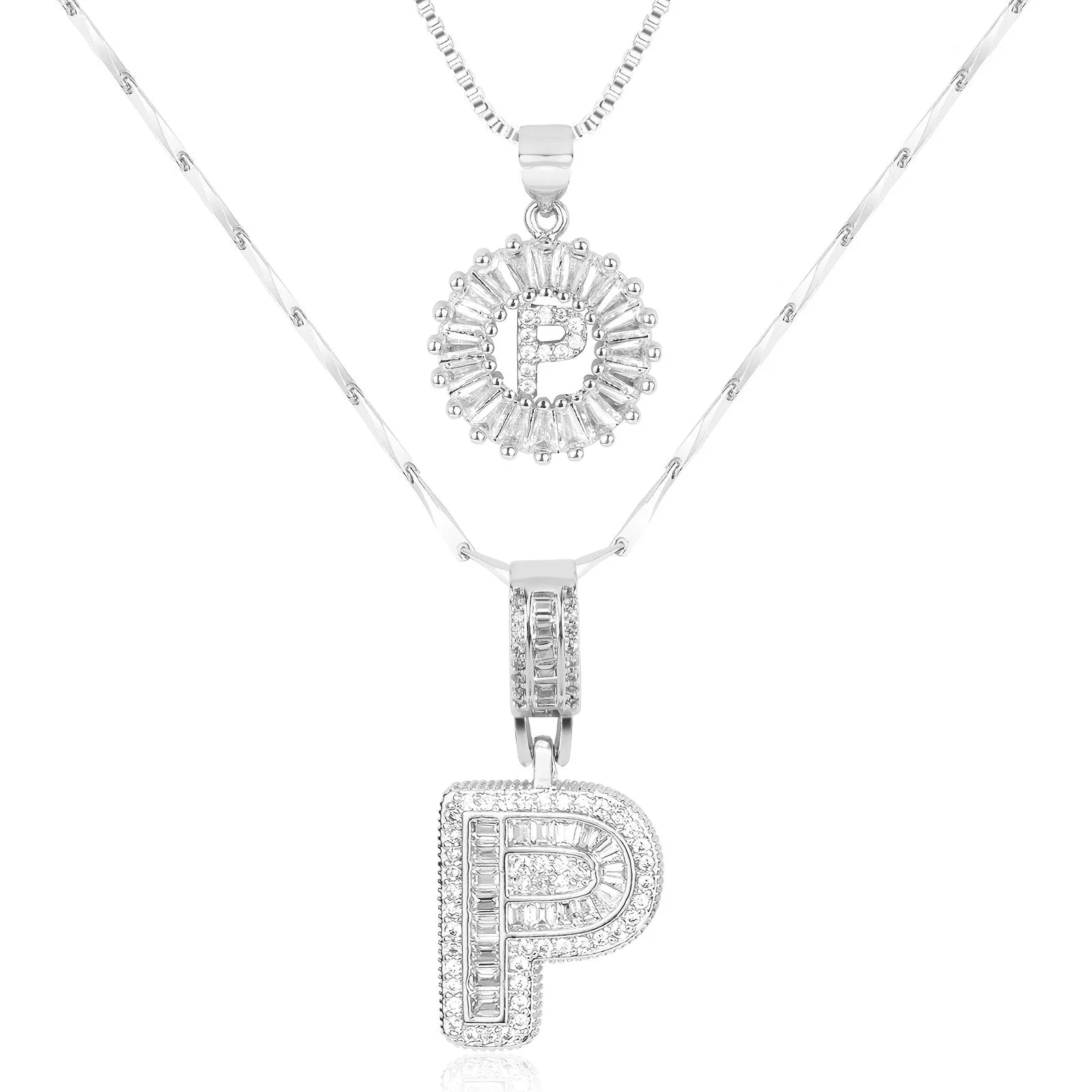 Keep & Share: 2pc 14k Diamond Letter Initial Necklaces