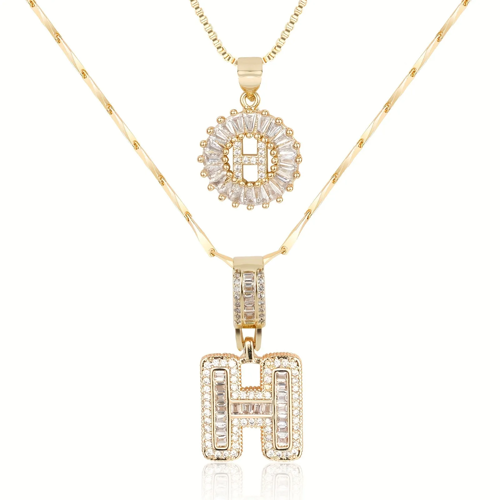 Keep & Share: 2pc 14k Diamond Letter Initial Necklaces